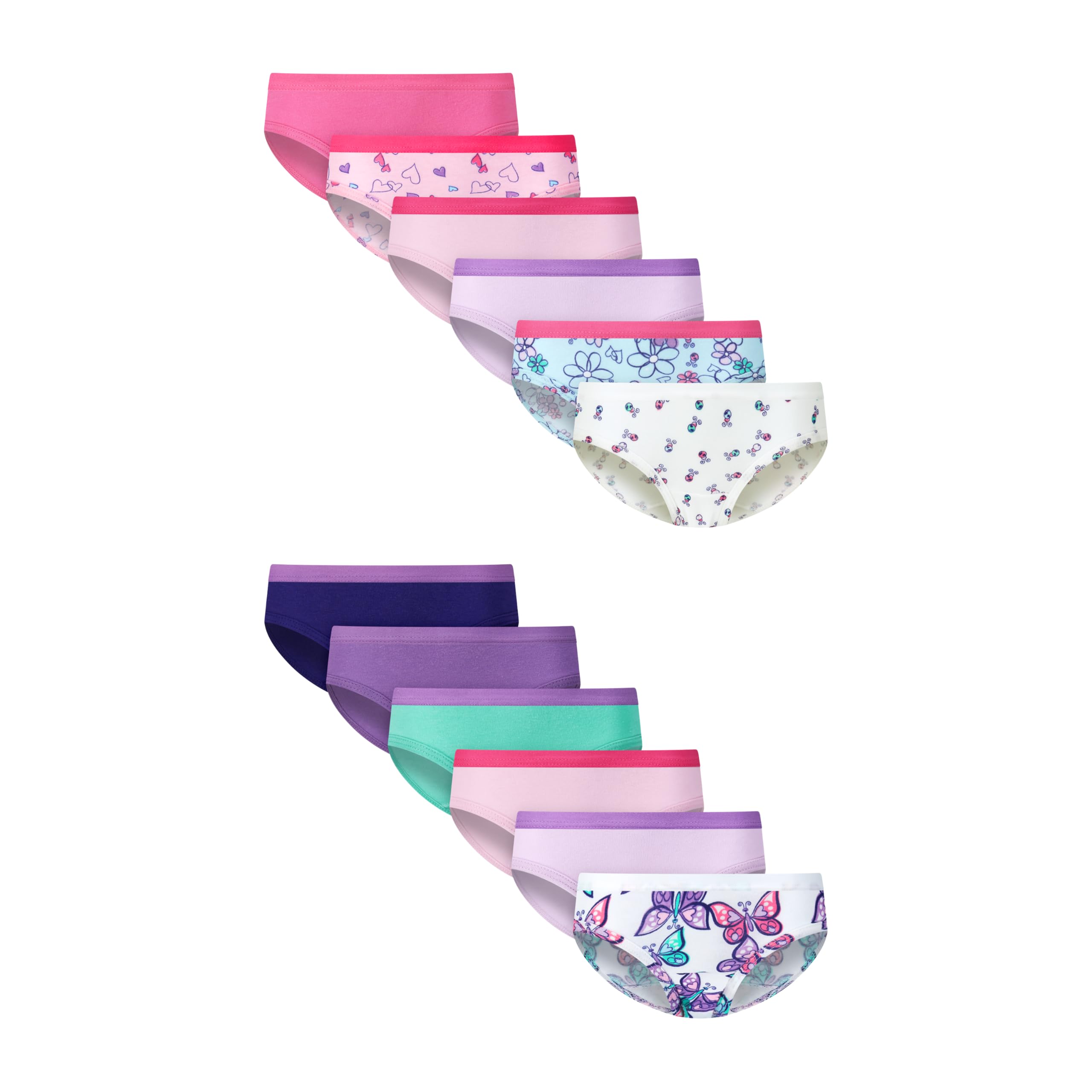 Hanes Girls' And Toddlers Underwear, Stretch Cotton Panties, 12-pack, Briefs, Bikini and Hipsters for Girls