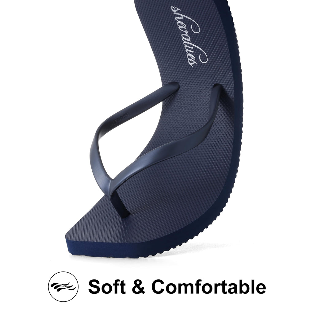 shevalues Slim Square Toe Flip Flops for Women with Comfortable Yoga Mat | Lightweight Non Slip Rubber Sandals for Beach, Shower, Pool & Summer Casual Wear