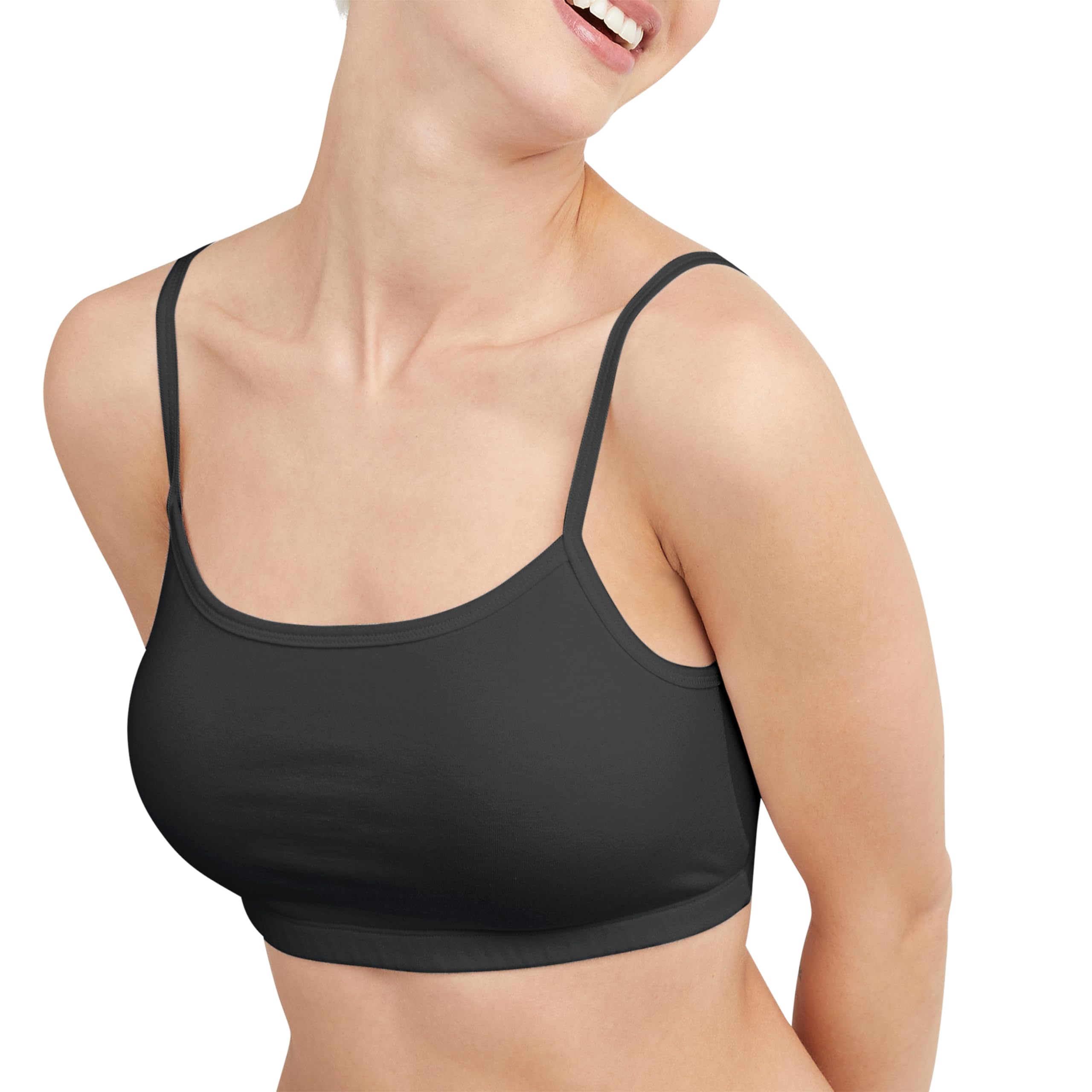 Hanes Women's String Bralette Pack, 3-Pack, Cotton Sports Bralette Bras for Women, Solid or Assorted Wireless Bras