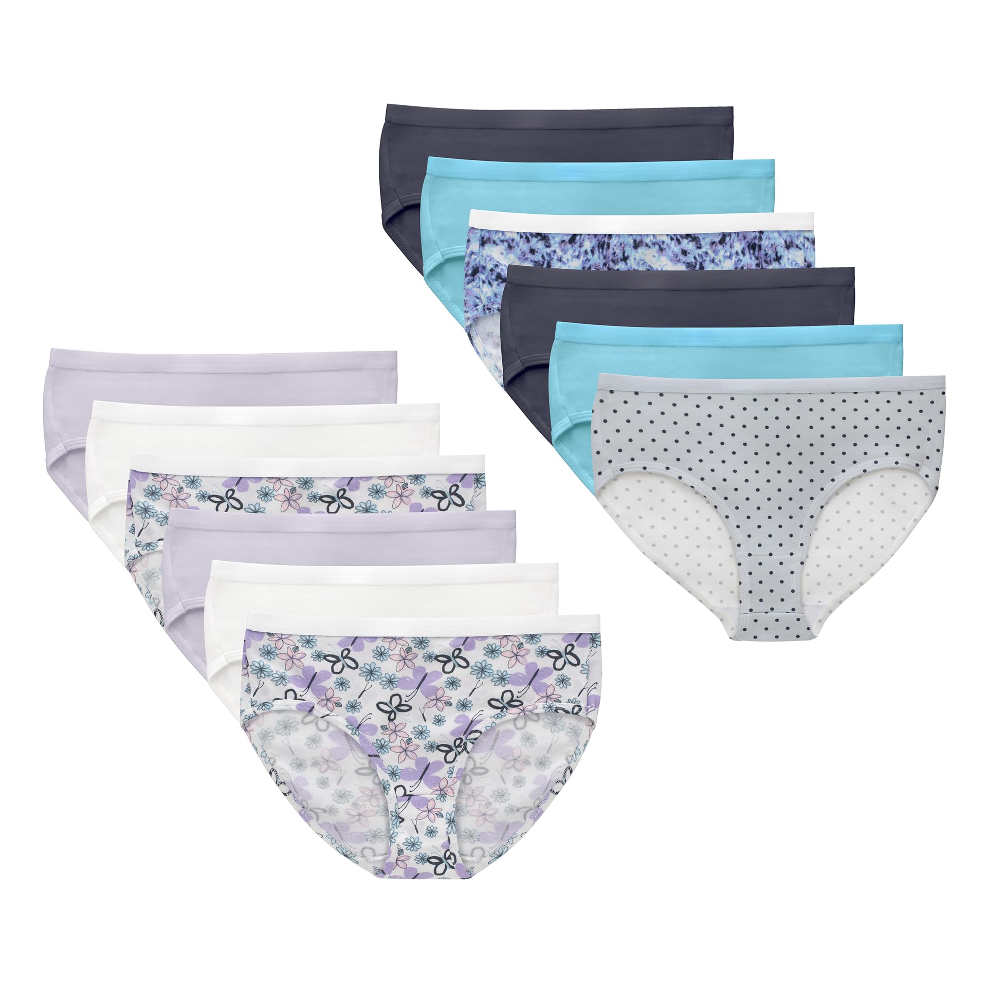 Hanes Girls' And Toddlers Underwear, Stretch Cotton Panties, 12-pack, Briefs, Bikini and Hipsters for Girls