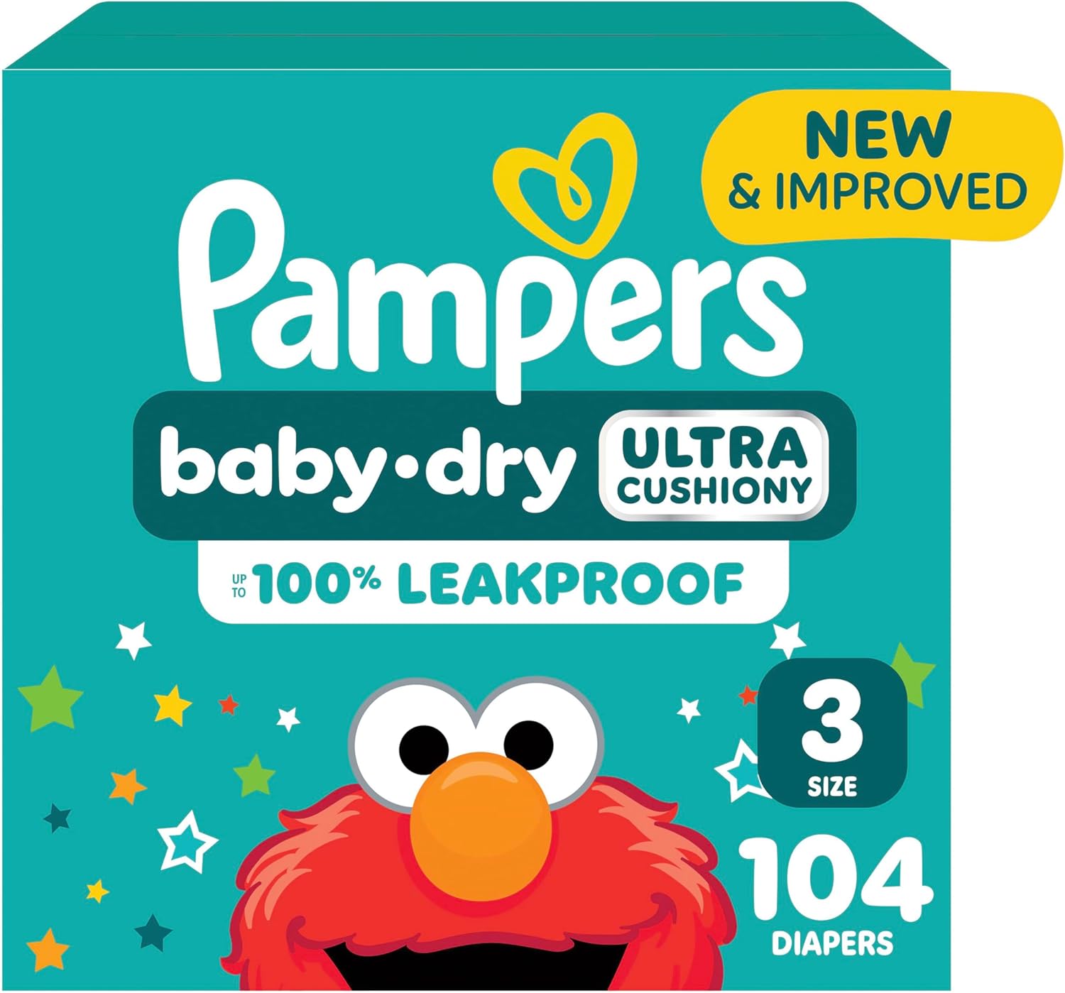 Pampers Diapers - Baby Dry - Size 3, 104 Count, Absorbent Disposable Infant Diaper (Packaging May Vary)