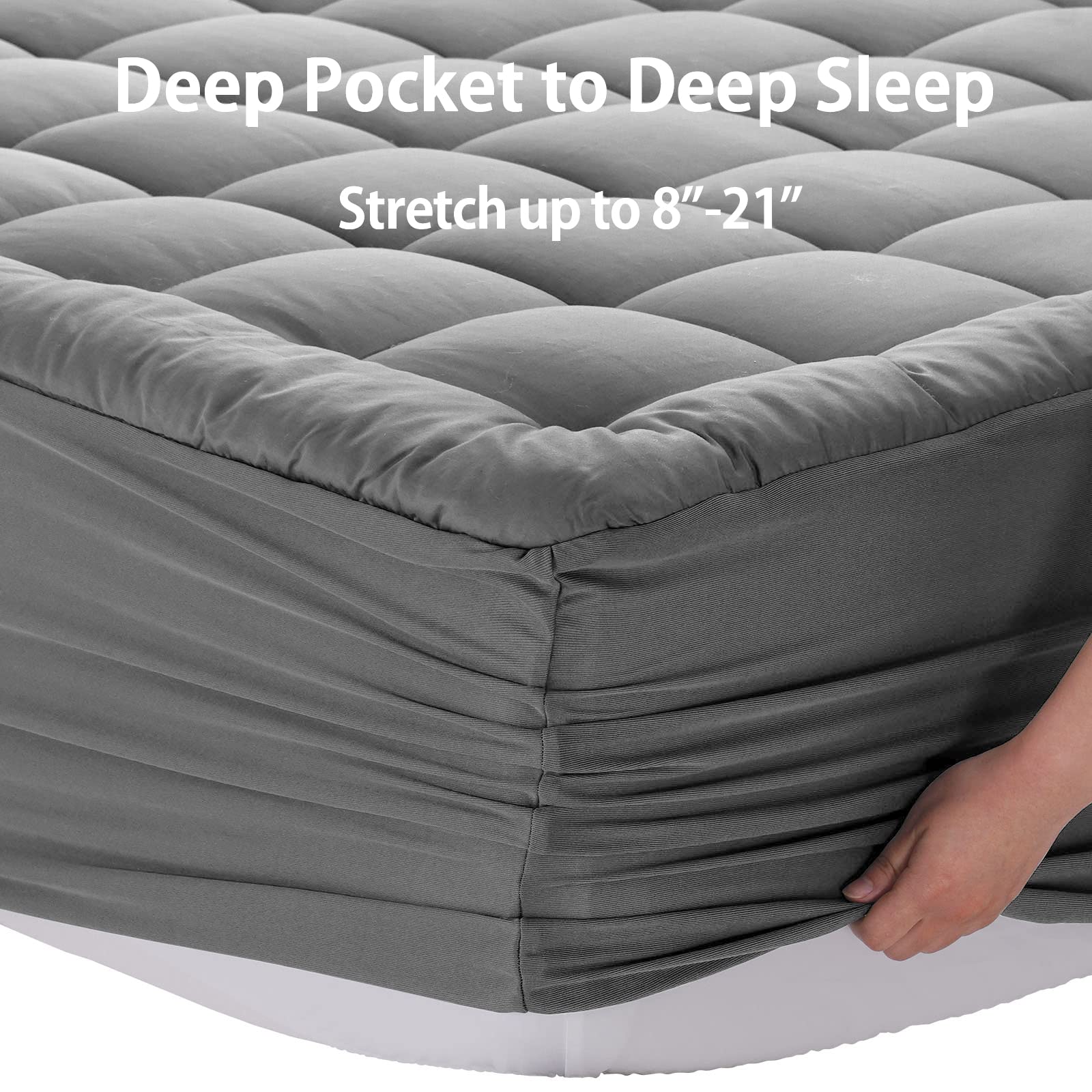 EASELAND Twin XL Mattress Pad Cotton Pillow Top Mattress Topper White | College Dorm Mattress Cover Cooling Cotton Top,8-21" Deep Pocket Protector 39x80 Inches,Boxing Quilted & Machine Washable