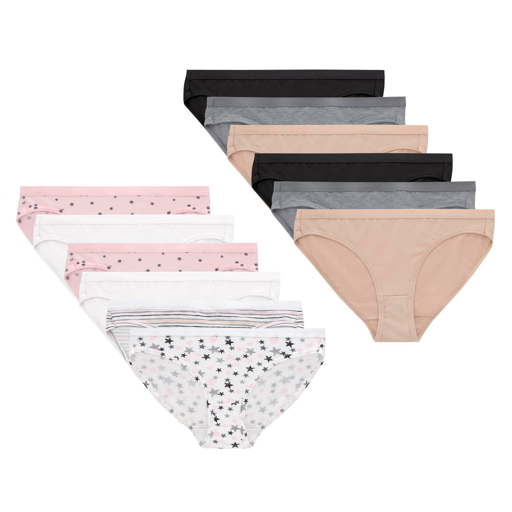 Hanes Girls' And Toddlers Underwear, Stretch Cotton Panties, 12-pack, Briefs, Bikini and Hipsters for Girls