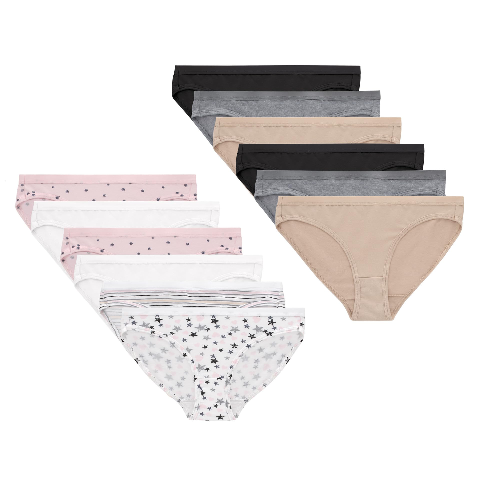 Hanes Girls' And Toddlers Underwear, Stretch Cotton Panties, 12-pack, Briefs, Bikini and Hipsters for Girls