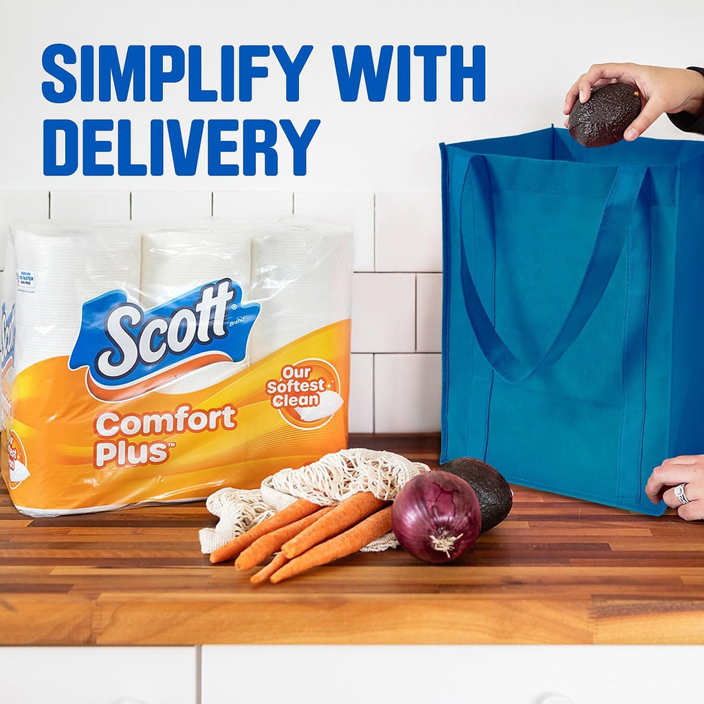 Scott ComfortPlus Toilet Paper, 12 Triple Rolls, 231 Sheets per Roll, Septic-Safe, 1-Ply Toilet Tissue