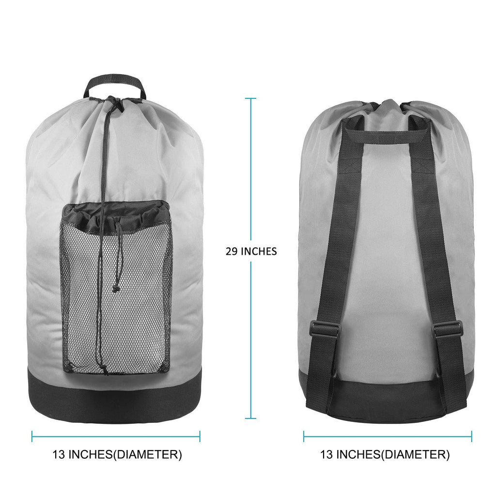 Backpack Laundry Bag, 115L Large Hamper with Shoulder Straps, Drawstring Closure, Mesh Pocket, Khaki