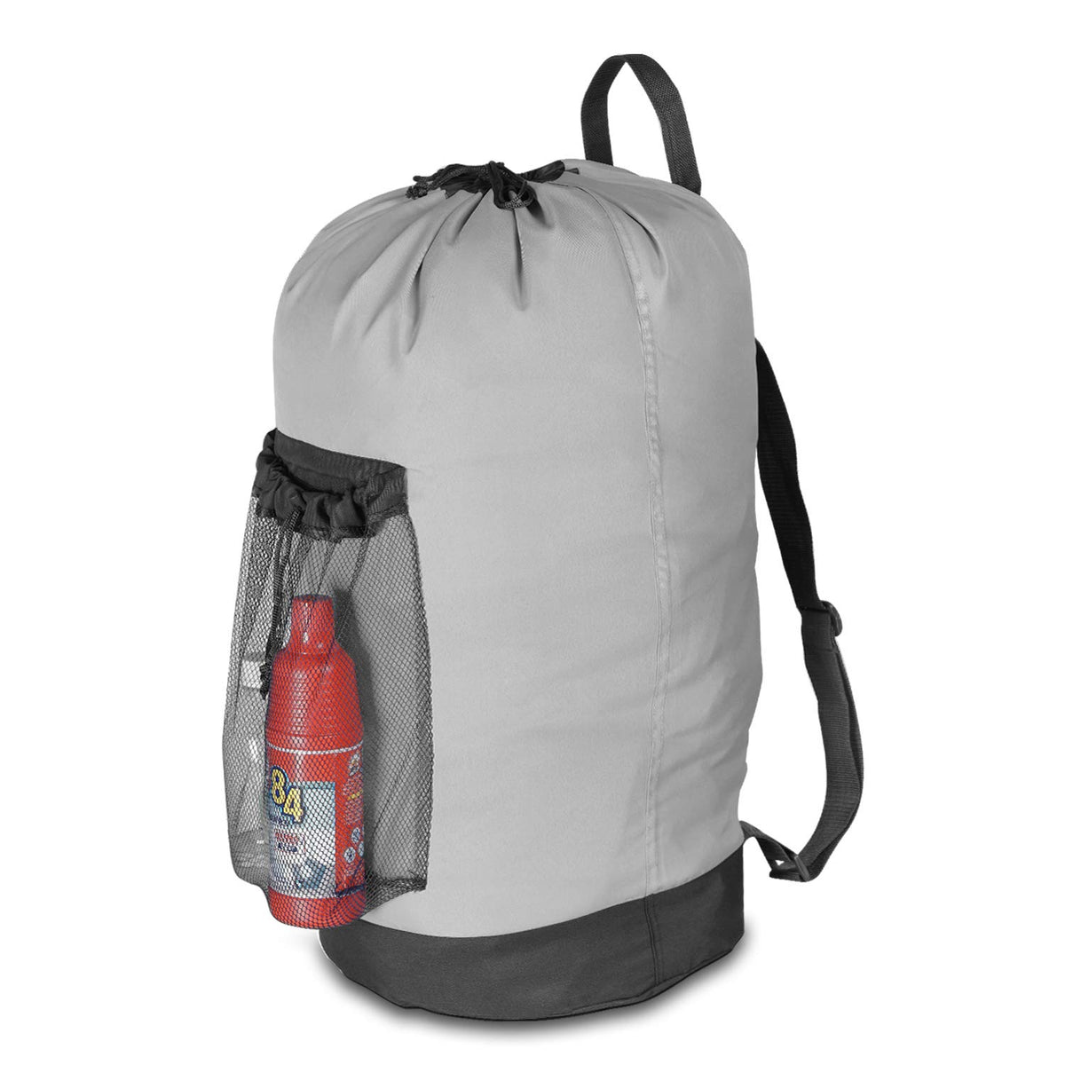 Backpack Laundry Bag, 115L Large Hamper with Shoulder Straps, Drawstring Closure, Mesh Pocket, Khaki
