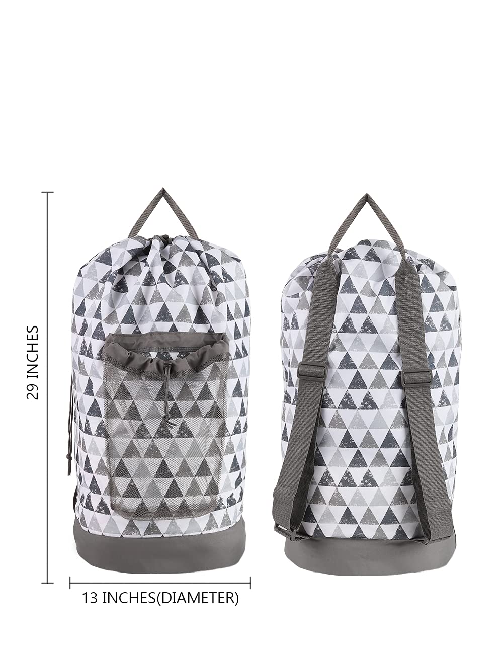 Backpack Laundry Bag, 115L Large Hamper with Shoulder Straps, Drawstring Closure, Mesh Pocket, Khaki