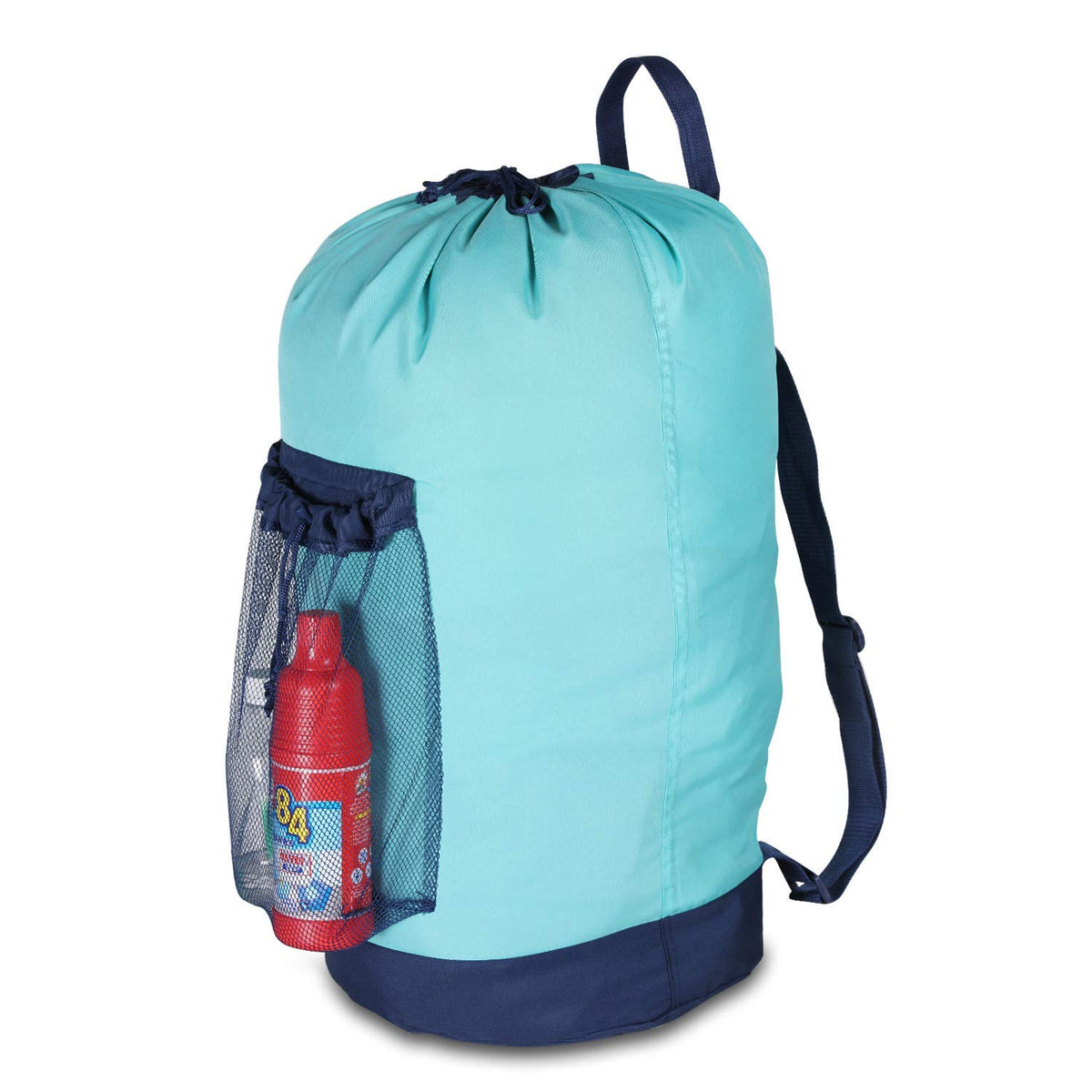 Backpack Laundry Bag, 115L Large Hamper with Shoulder Straps, Drawstring Closure, Mesh Pocket, Khaki