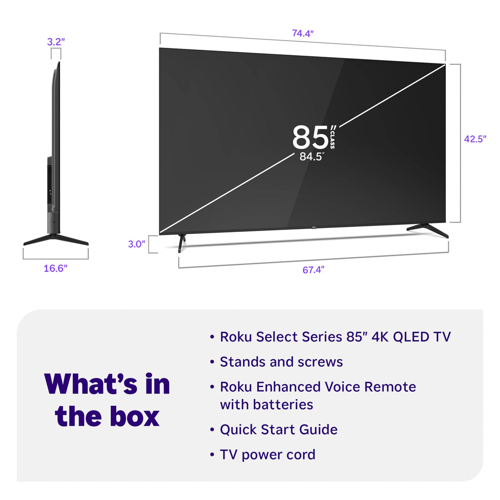 Roku 55-Inch Select Series Smart TV 2026-4K QLED TV - Roku TV | Flat Screen QLED Television with Voice Remote, Wi-Fi & Bluetooth Headphone Mode - Streaming Live Local News, Sports, & Movies