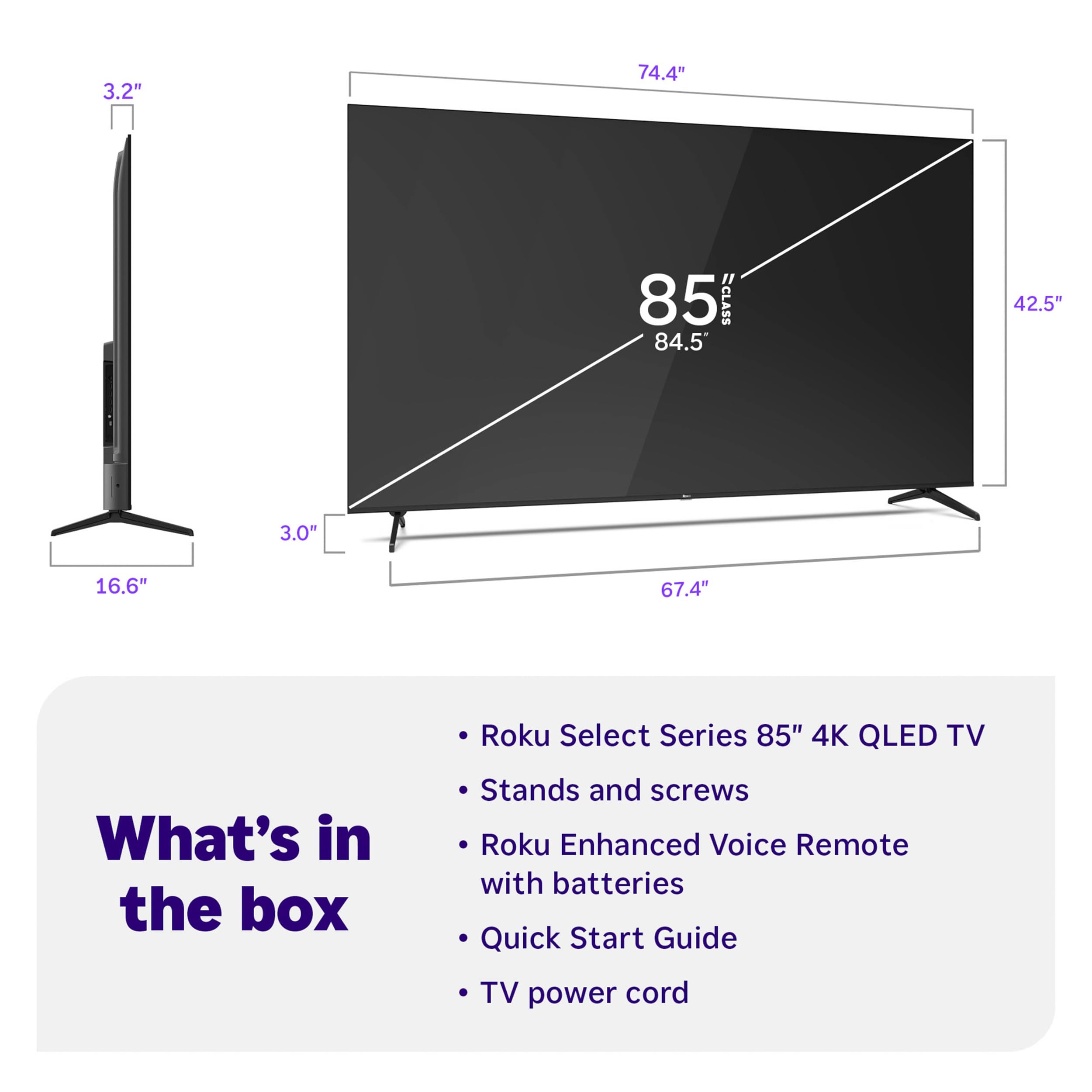 Roku 55-Inch Select Series Smart TV 2026-4K QLED TV - Roku TV | Flat Screen QLED Television with Voice Remote, Wi-Fi & Bluetooth Headphone Mode - Streaming Live Local News, Sports, & Movies