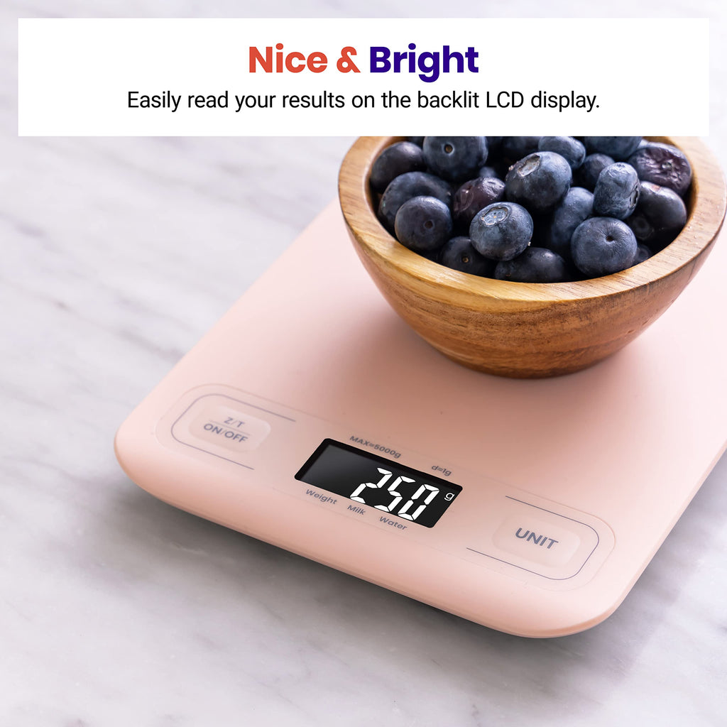 Etekcity Food Kitchen Scale, Digital Grams and Ounces, 11lb | Tare function, ideal for baking, weight loss, keto, meal prep, packages, liquids and jewelry, 304 Stainless Steel