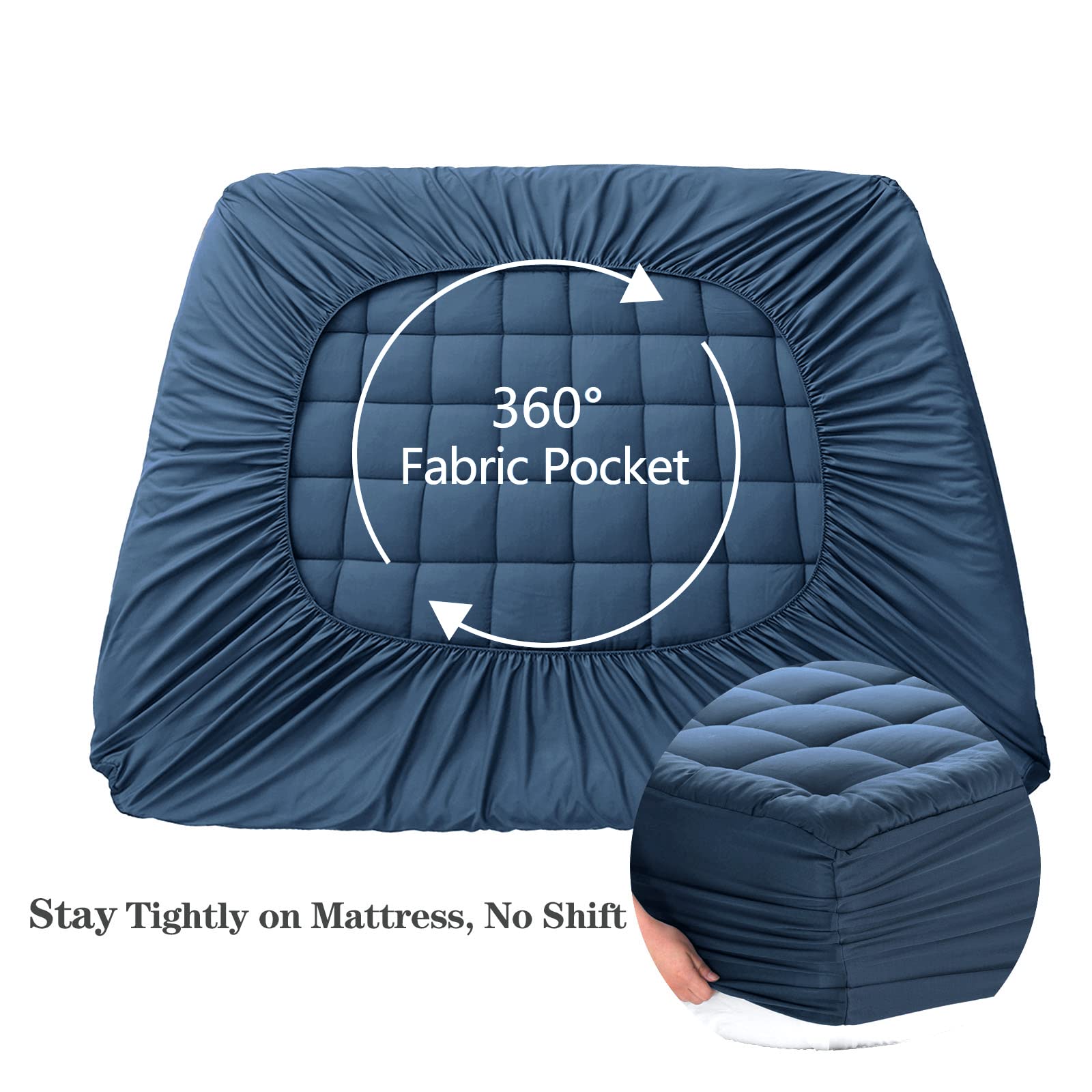 EASELAND Twin XL Mattress Pad Cotton Pillow Top Mattress Topper White | College Dorm Mattress Cover Cooling Cotton Top,8-21" Deep Pocket Protector 39x80 Inches,Boxing Quilted & Machine Washable