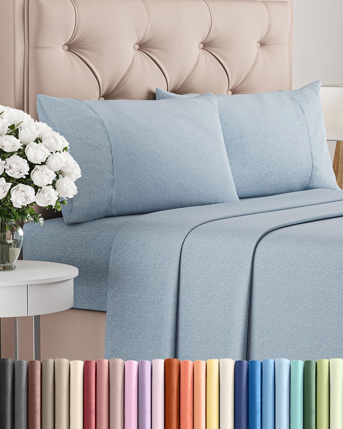 Queen Size 4 Piece Sheet Set - Comfy Breathable & Cooling Sheets - White