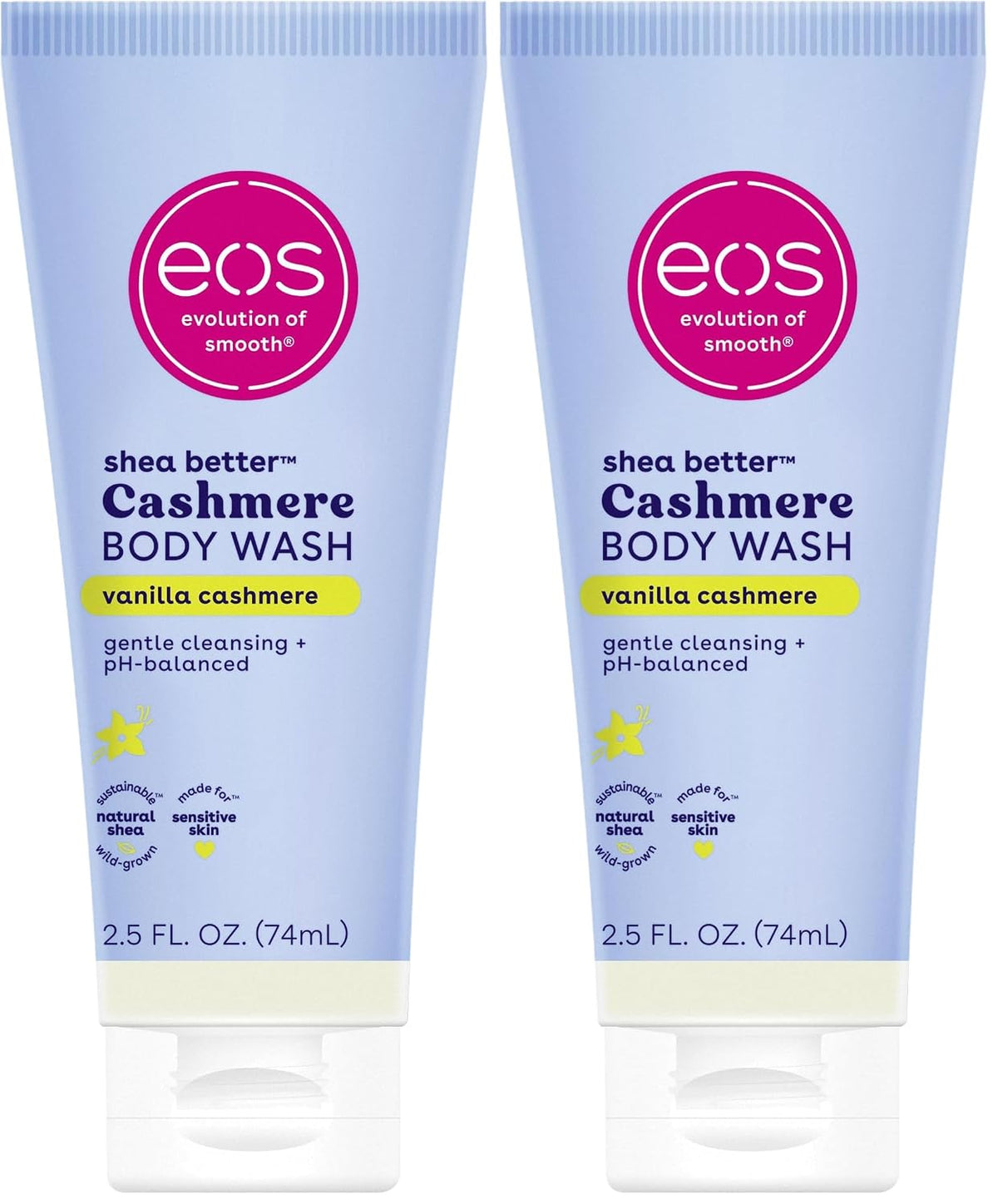 eos Body Wash, Vanilla Cashmere, Moisturizing Creamy Gel Formula with Shea Butter, Glycerin, Vitamin E, pH Balanced, Sensitive Skin, Vegan, 16 fl oz