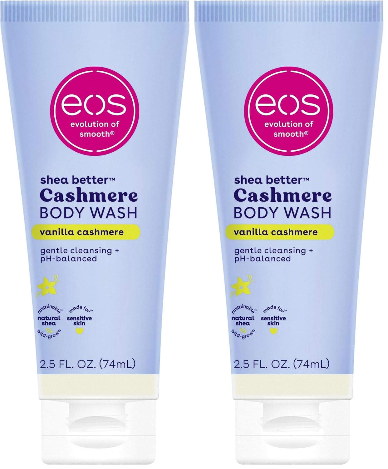 eos Body Wash, Vanilla Cashmere, Moisturizing Creamy Gel Formula with Shea Butter, Glycerin, Vitamin E, pH Balanced, Sensitive Skin, Vegan, 16 fl oz