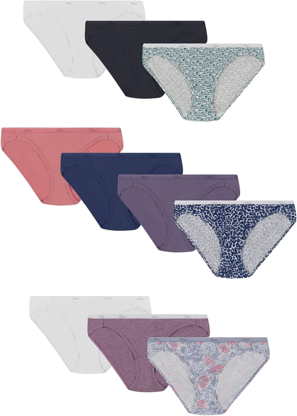 Hanes Women's Underwear Pack, 10-Pack, Full-Coverage Cotton Blend Panties, Moisture-Wicking Underwear for Women