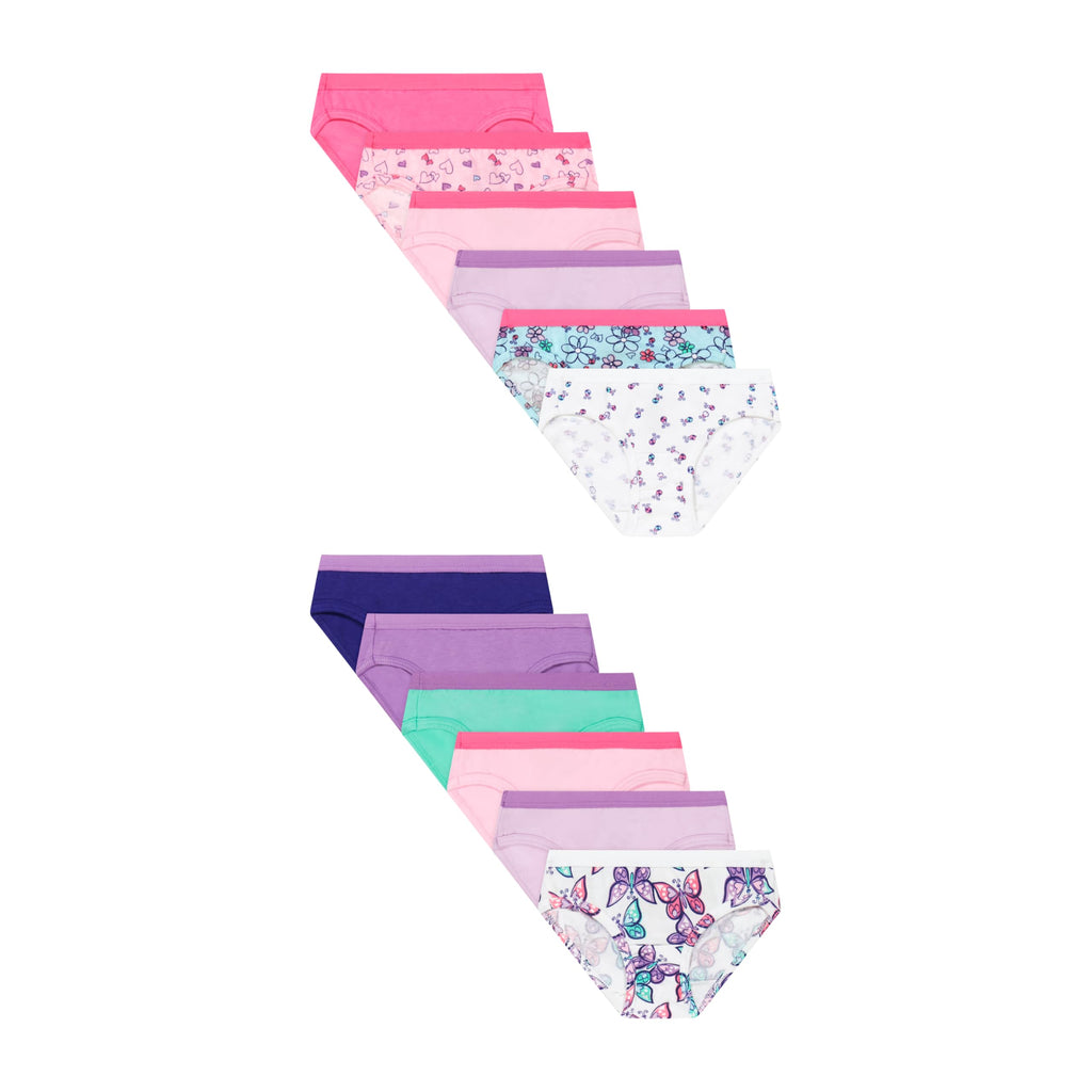 Hanes Girls' And Toddlers Underwear, Stretch Cotton Panties, 12-pack, Briefs, Bikini and Hipsters for Girls