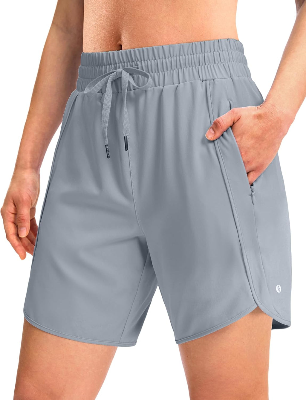 SANTINY Women's 3.5''/5''/7'' Athletic Gym Running Shorts Zipper Pockets | No Liner, High Waisted, Quick Dry, Lightweight, Workout, Shorts for Women