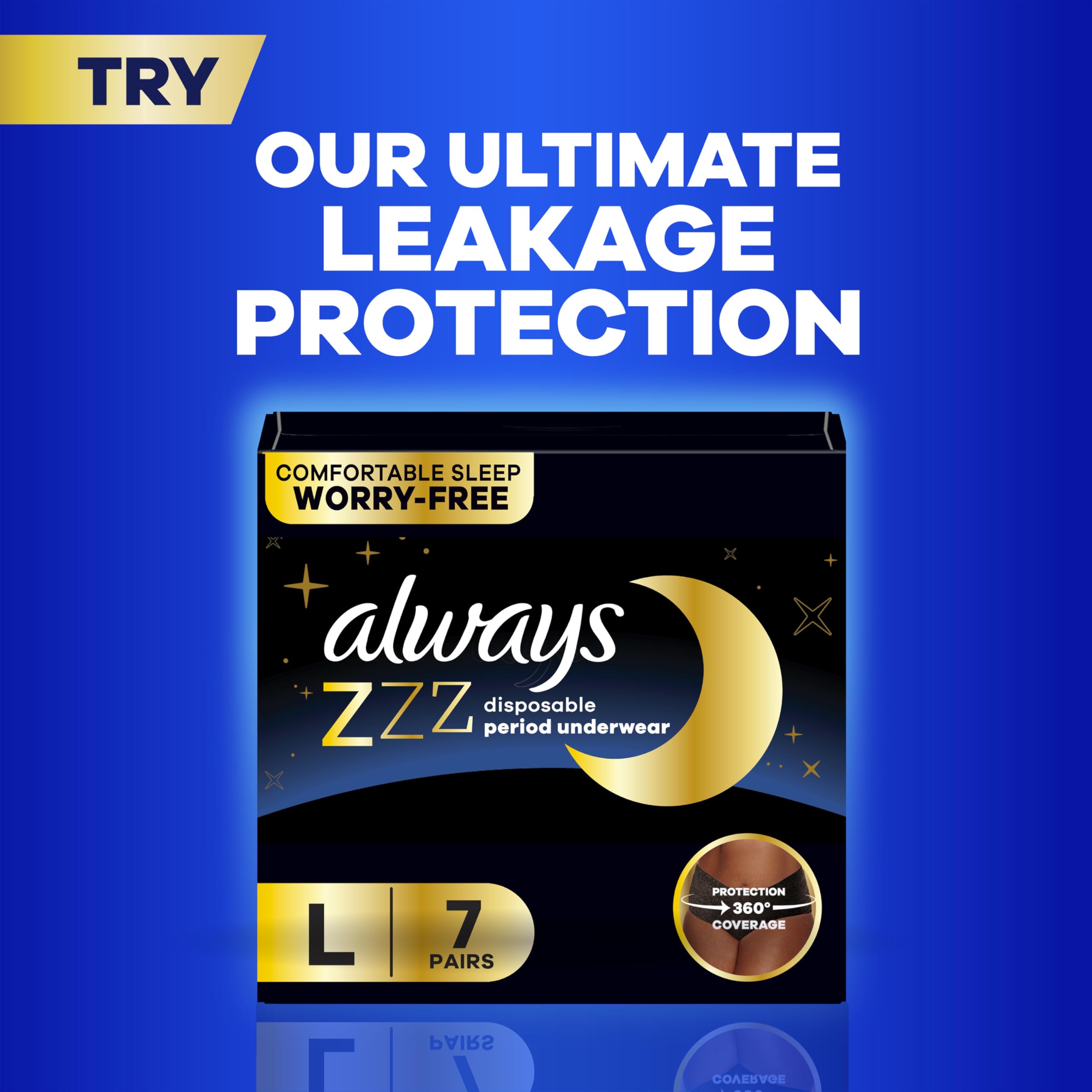 Always Ultra Thin Feminine Pads with Wings for Women, Size 1, Regular Absorbency, Unscented, Up to 100% Leak-Free Protection, 46 Count