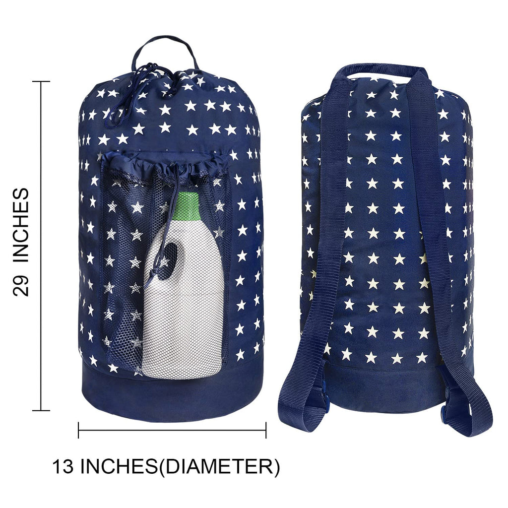 Backpack Laundry Bag, 115L Large Hamper with Shoulder Straps, Drawstring Closure, Mesh Pocket, Khaki