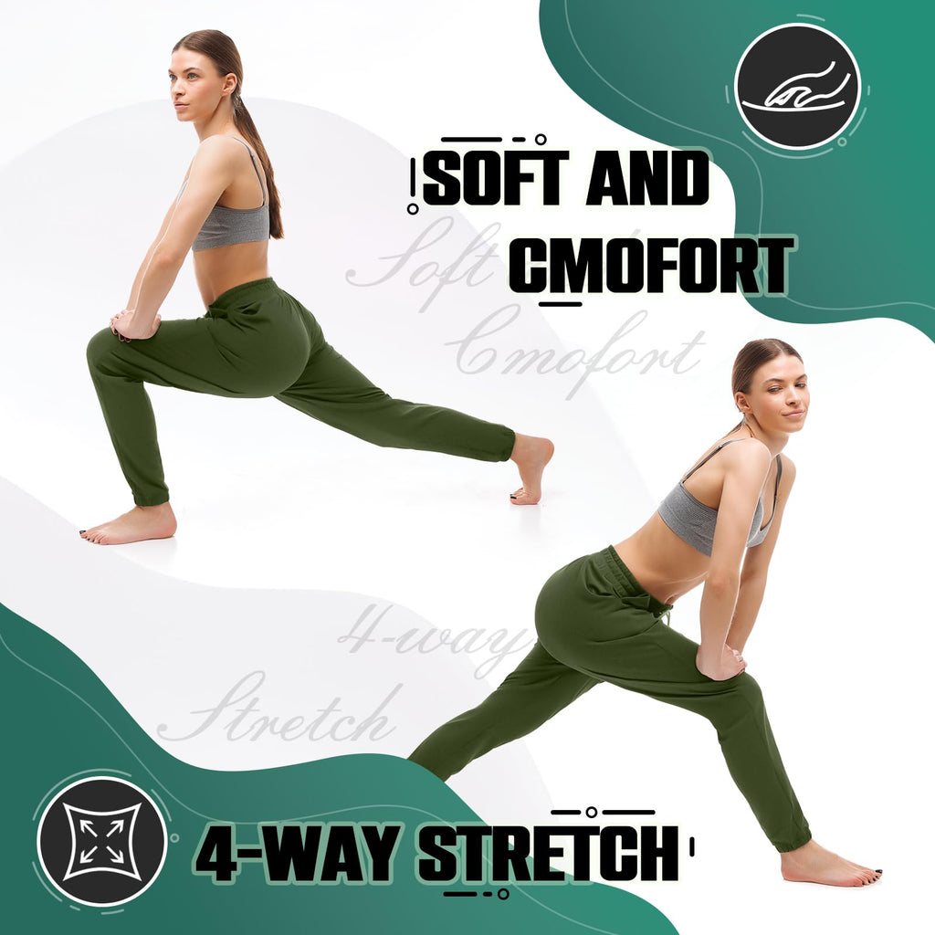 Walifrey Joggers with Pockets, Drawstring Sweatpants Women | Soft breathable fabric, Adjustable waist, 2 Deep side pockets, Cuffed ankles, Great for Lounging Jogging Workout & Gym