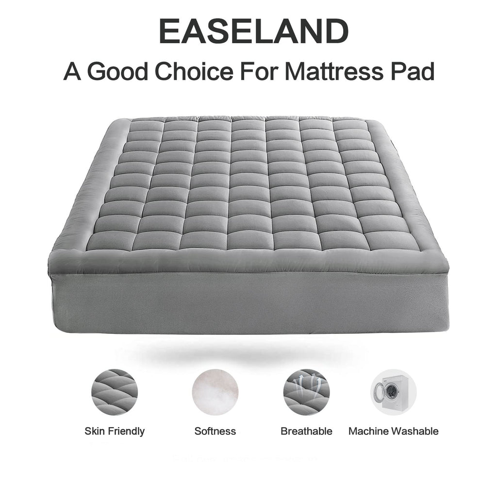 EASELAND Twin XL Mattress Pad Cotton Pillow Top Mattress Topper White | College Dorm Mattress Cover Cooling Cotton Top,8-21" Deep Pocket Protector 39x80 Inches,Boxing Quilted & Machine Washable