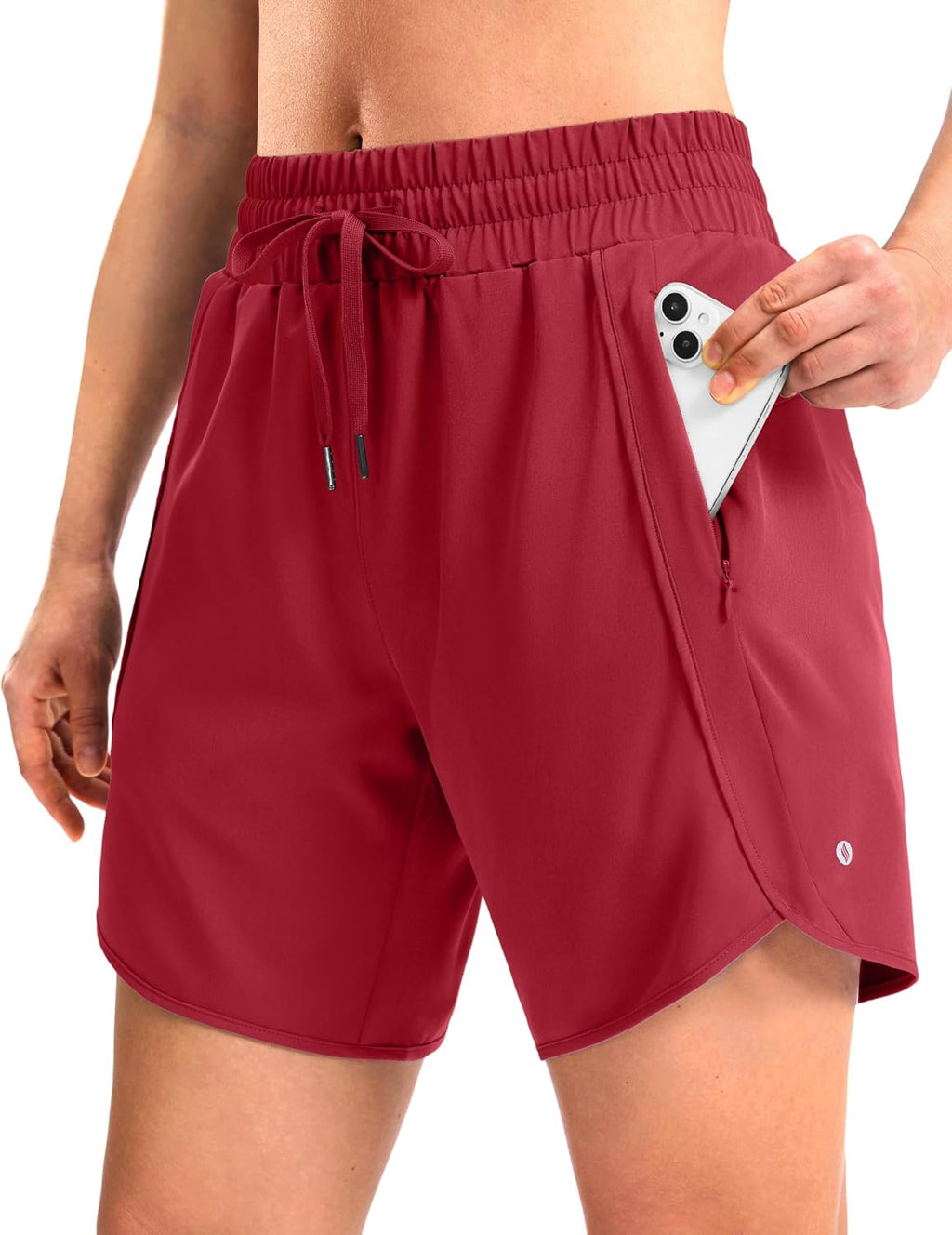 SANTINY Women's 3.5''/5''/7'' Athletic Gym Running Shorts Zipper Pockets | No Liner, High Waisted, Quick Dry, Lightweight, Workout, Shorts for Women