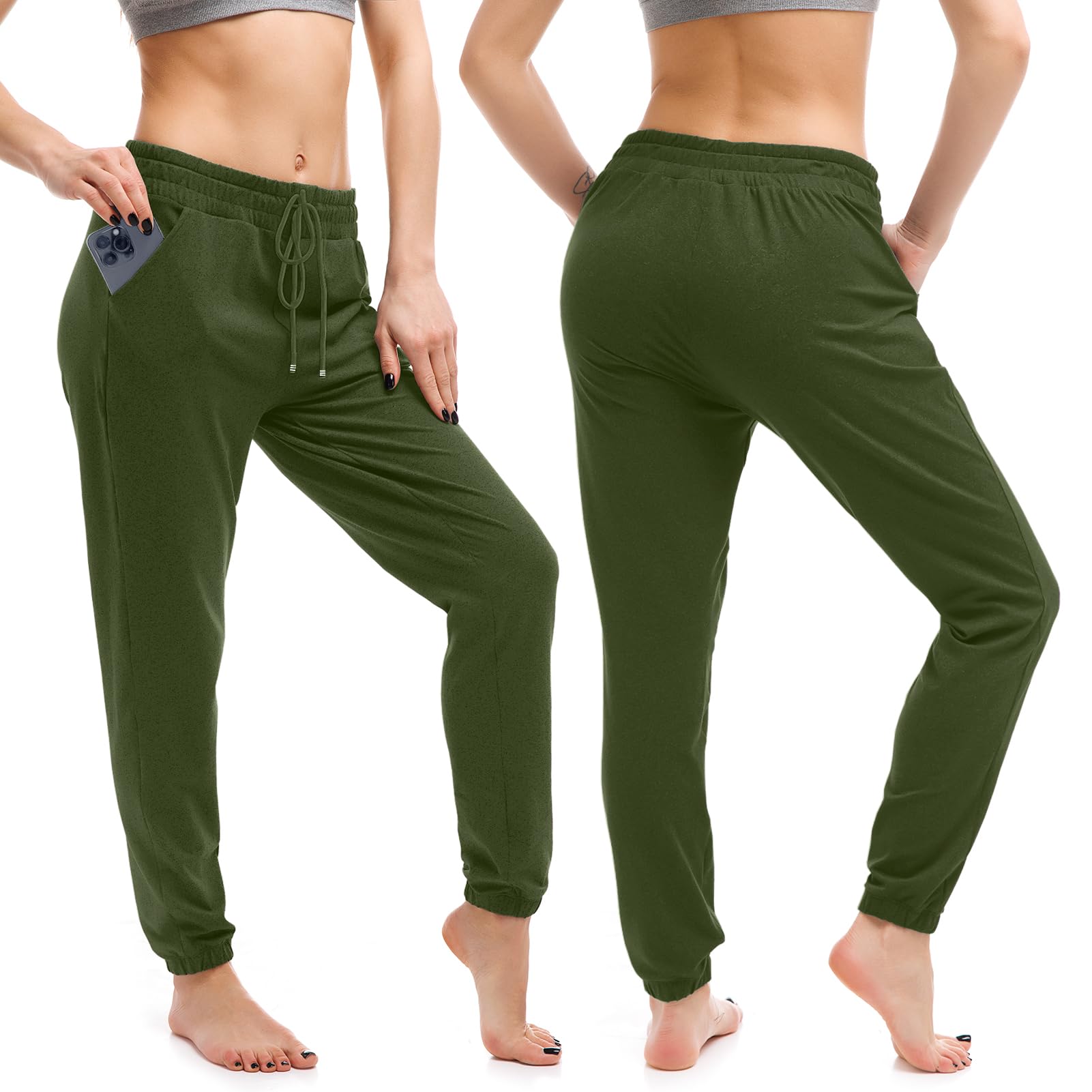 Walifrey Joggers with Pockets, Drawstring Sweatpants Women | Soft breathable fabric, Adjustable waist, 2 Deep side pockets, Cuffed ankles, Great for Lounging Jogging Workout & Gym