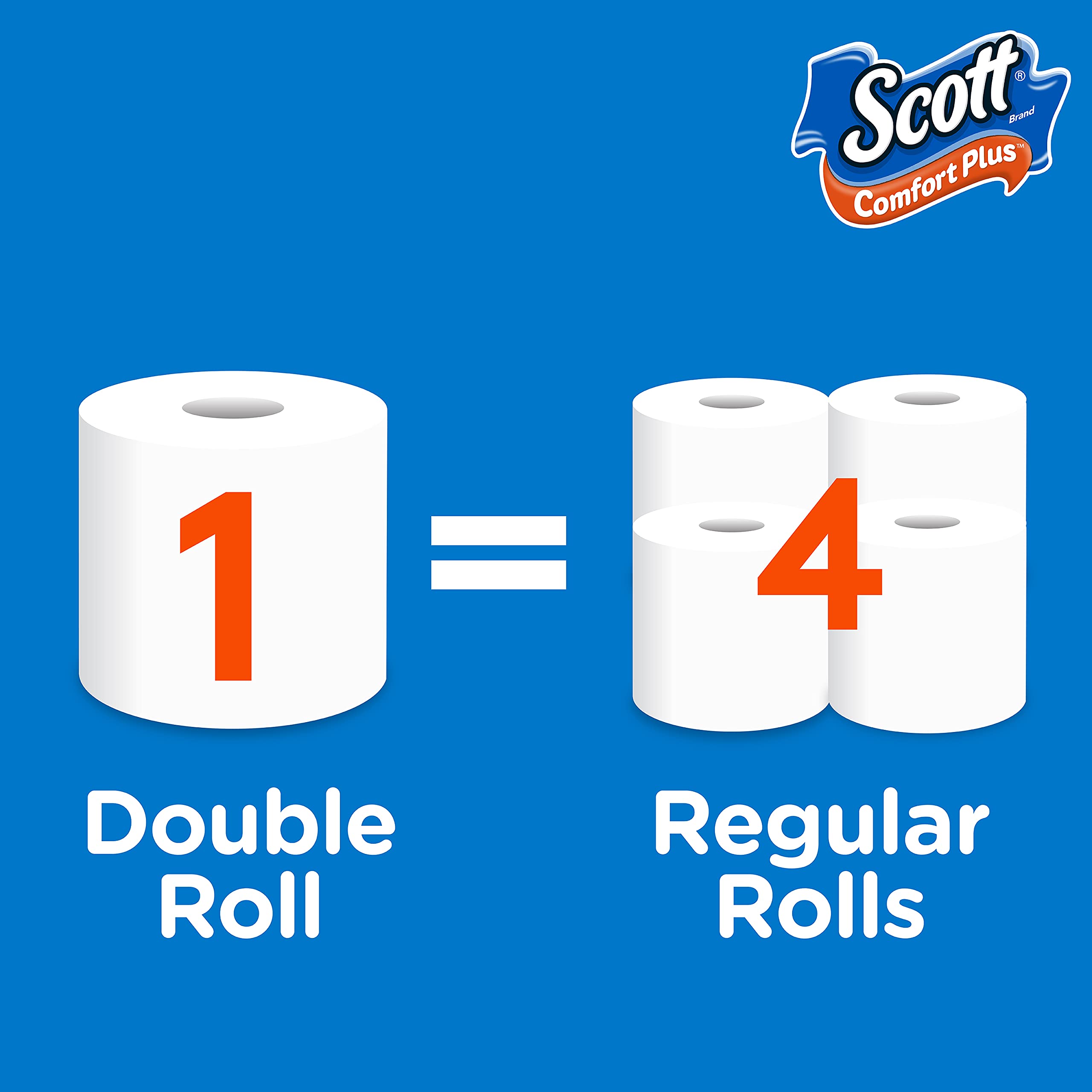 Scott ComfortPlus Toilet Paper, 12 Triple Rolls, 231 Sheets per Roll, Septic-Safe, 1-Ply Toilet Tissue