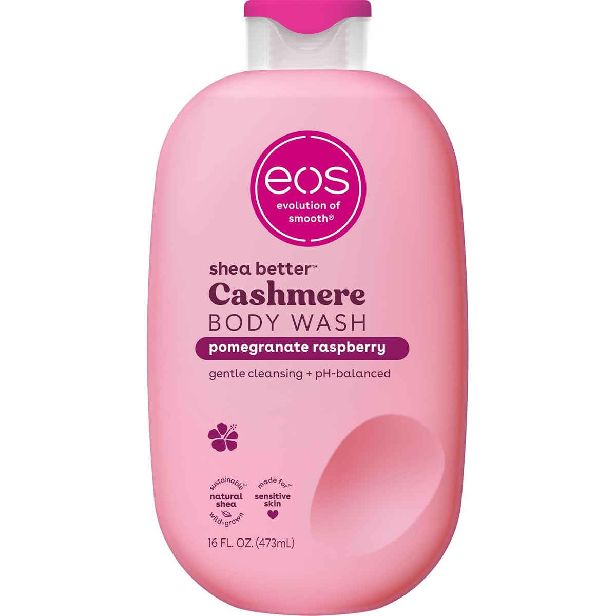 eos Body Wash, Vanilla Cashmere, Moisturizing Creamy Gel Formula with Shea Butter, Glycerin, Vitamin E, pH Balanced, Sensitive Skin, Vegan, 16 fl oz