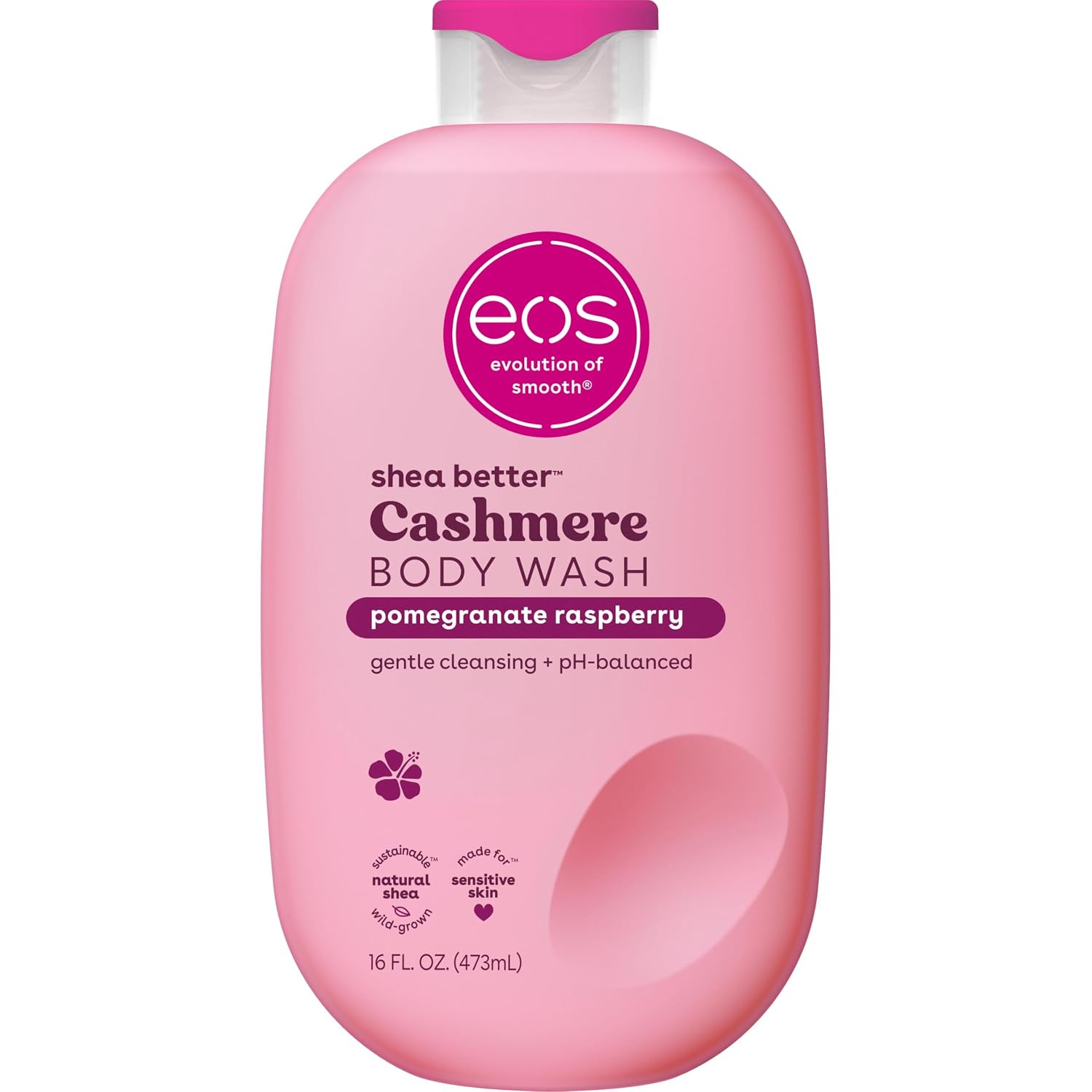 eos Body Wash, Vanilla Cashmere, Moisturizing Creamy Gel Formula with Shea Butter, Glycerin, Vitamin E, pH Balanced, Sensitive Skin, Vegan, 16 fl oz