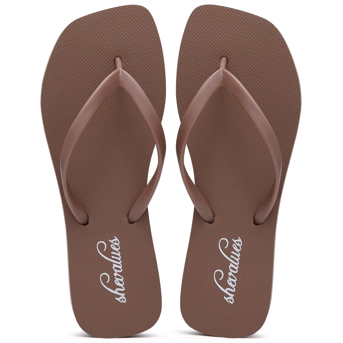 shevalues Slim Square Toe Flip Flops for Women with Comfortable Yoga Mat | Lightweight Non Slip Rubber Sandals for Beach, Shower, Pool & Summer Casual Wear