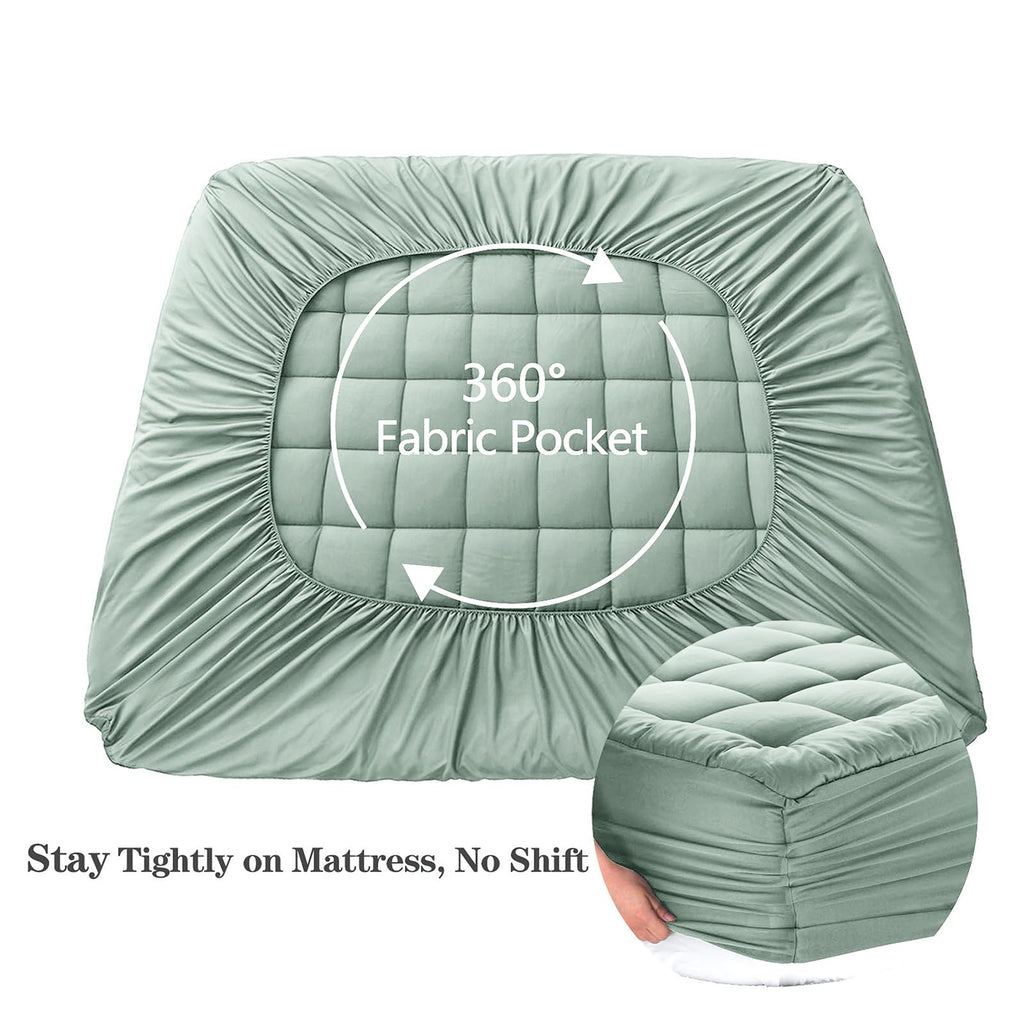 EASELAND Twin XL Mattress Pad Cotton Pillow Top Mattress Topper White | College Dorm Mattress Cover Cooling Cotton Top,8-21" Deep Pocket Protector 39x80 Inches,Boxing Quilted & Machine Washable