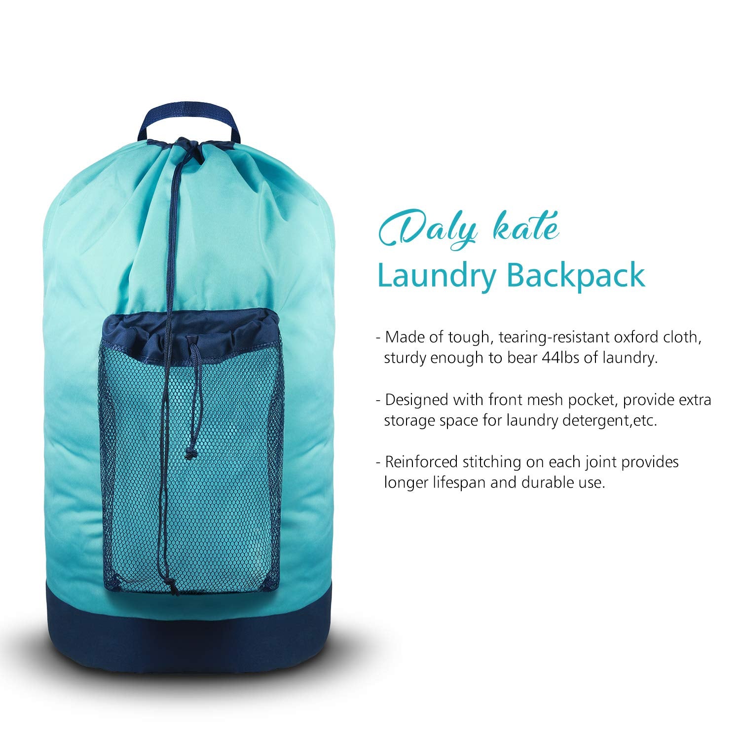 Backpack Laundry Bag, 115L Large Hamper with Shoulder Straps, Drawstring Closure, Mesh Pocket, Khaki
