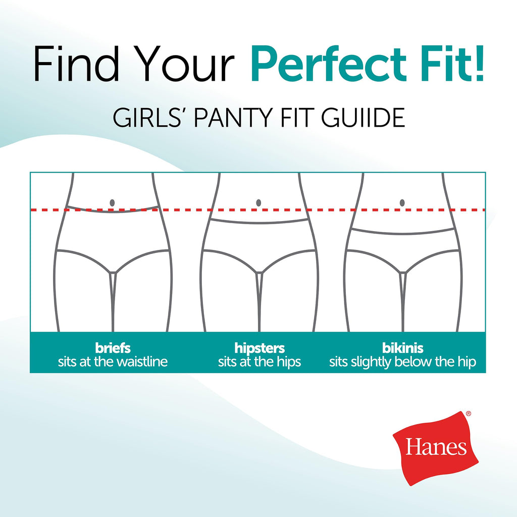 Hanes Girls' And Toddlers Underwear, Stretch Cotton Panties, 12-pack, Briefs, Bikini and Hipsters for Girls