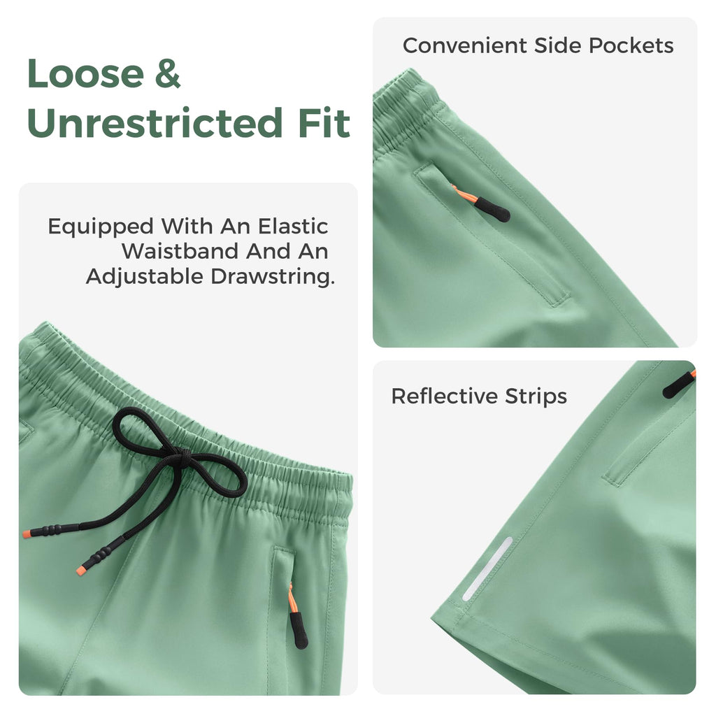 Boys Shorts Quick Dry Athletic Running Shorts with Zipper Pockets
