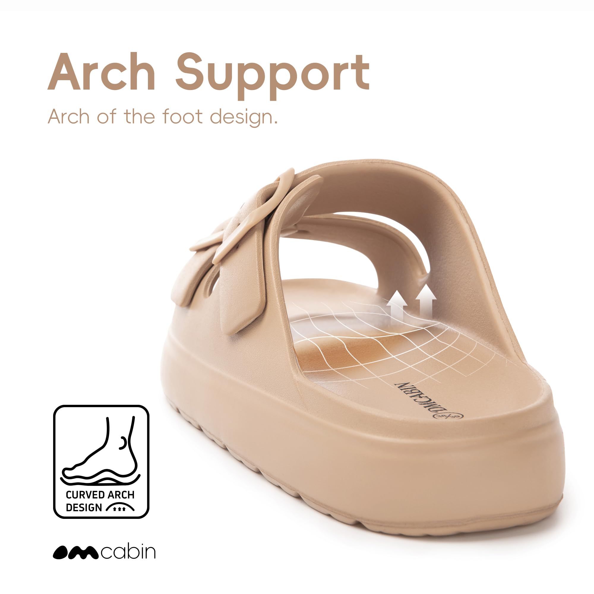 EVA Sandals for Women with Arch Support | Adjustable Double Buckle Slides | Comfortable Lightweight EVA Slide Sandals for Beach, Shower, Summer