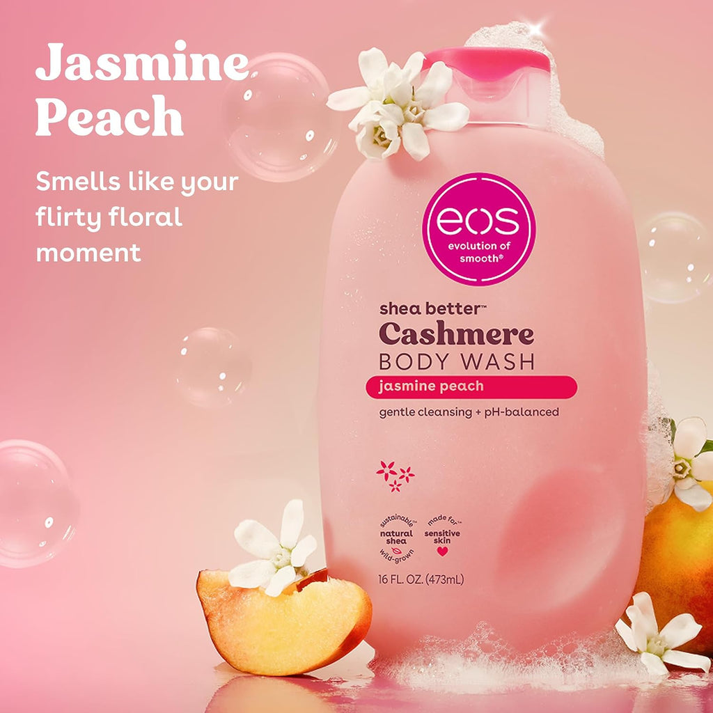 eos Body Wash, Vanilla Cashmere, Moisturizing Creamy Gel Formula with Shea Butter, Glycerin, Vitamin E, pH Balanced, Sensitive Skin, Vegan, 16 fl oz