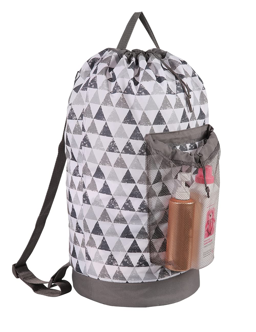 Backpack Laundry Bag, 115L Large Hamper with Shoulder Straps, Drawstring Closure, Mesh Pocket, Khaki