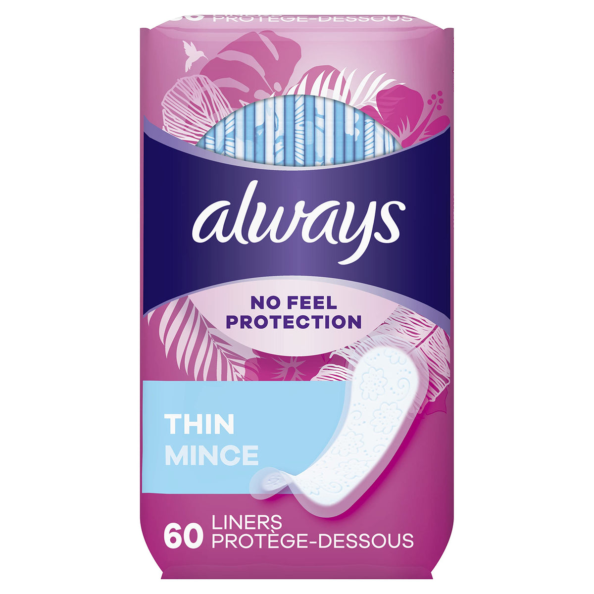 Always Panty Liners for Women Thin No Feel Protection Daily Liners, Regular, Unscented, 162 Count