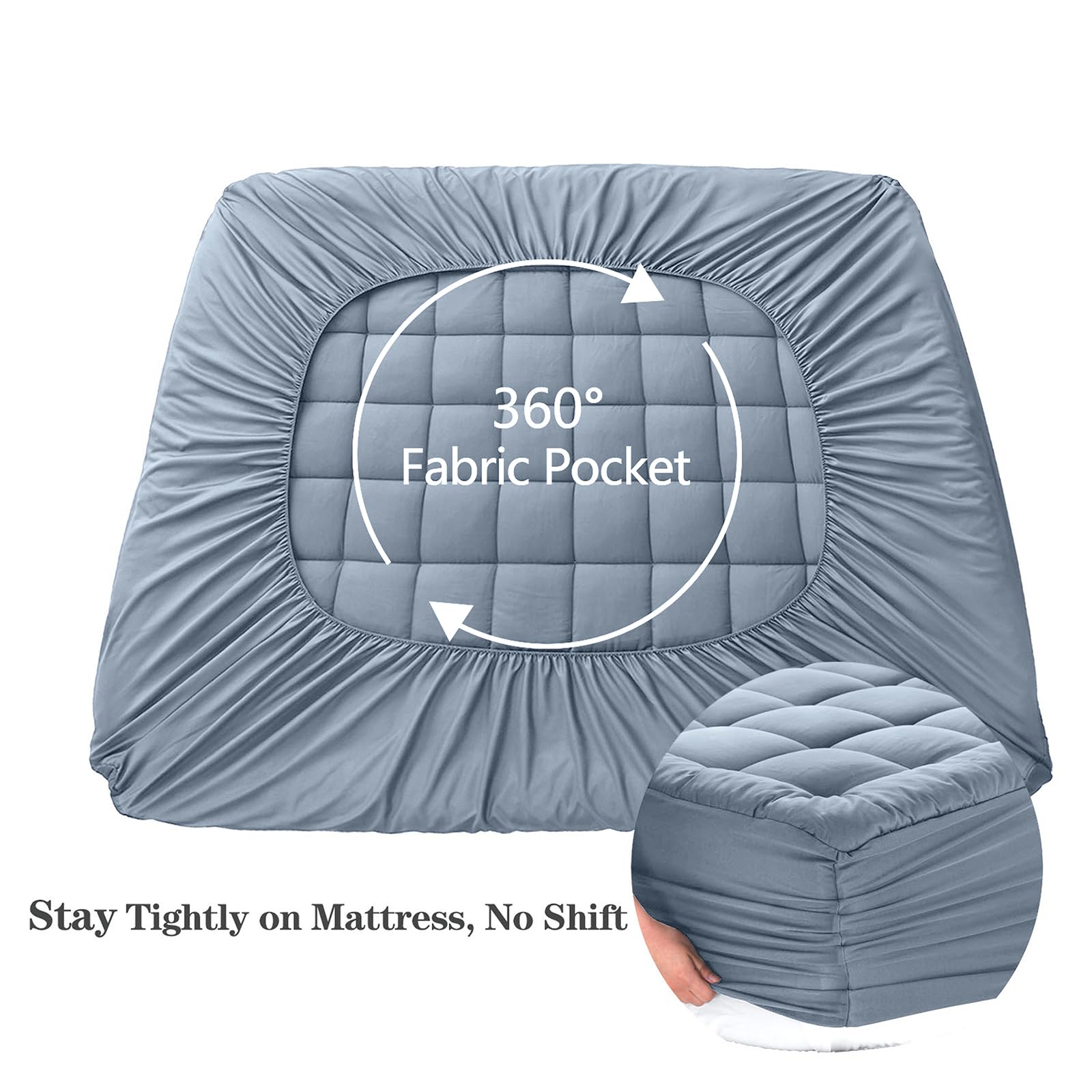 EASELAND Twin XL Mattress Pad Cotton Pillow Top Mattress Topper White | College Dorm Mattress Cover Cooling Cotton Top,8-21" Deep Pocket Protector 39x80 Inches,Boxing Quilted & Machine Washable