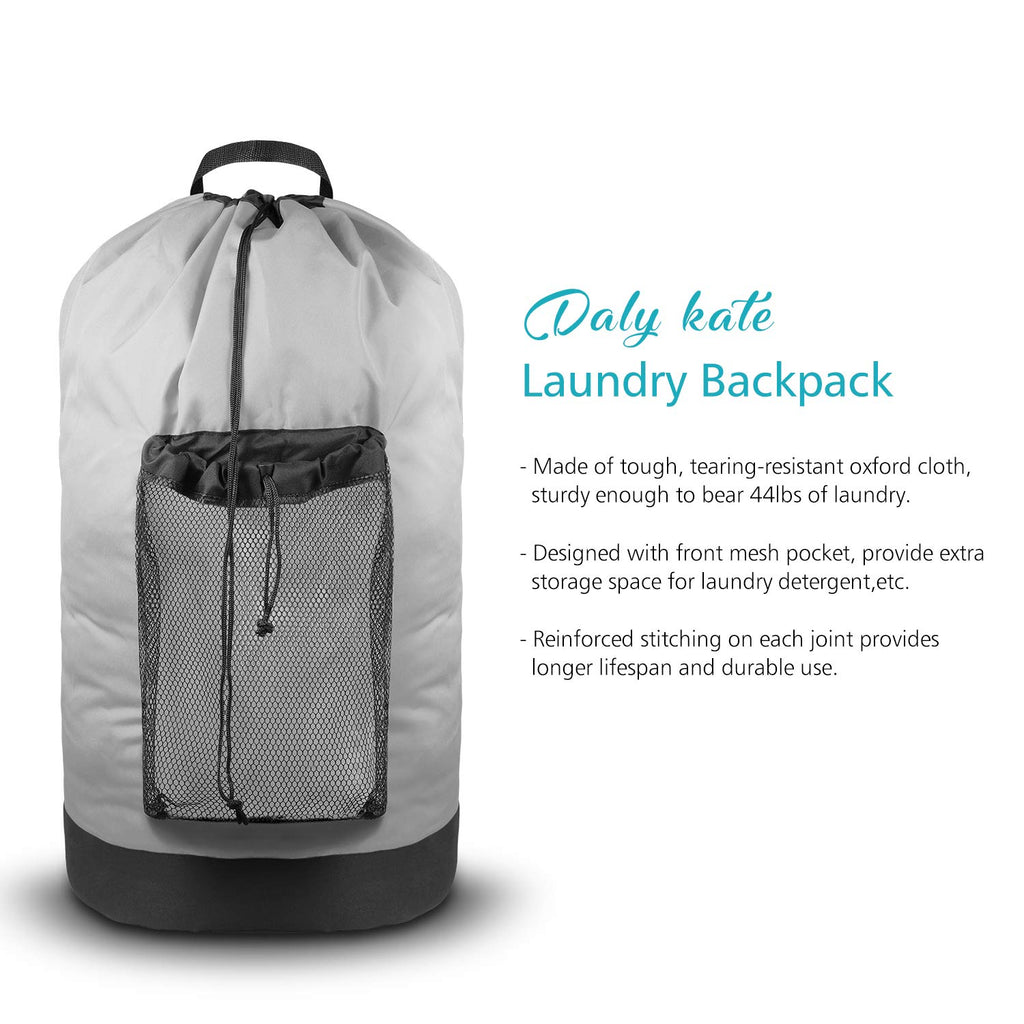 Backpack Laundry Bag, 115L Large Hamper with Shoulder Straps, Drawstring Closure, Mesh Pocket, Khaki