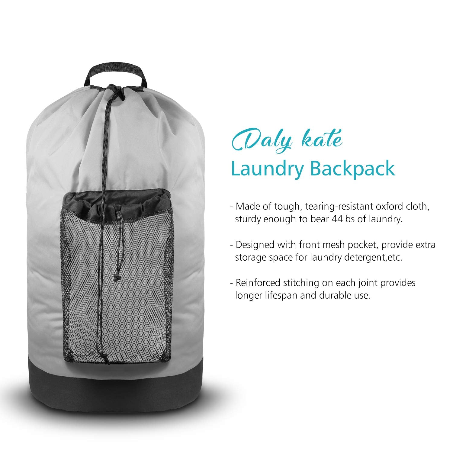 Backpack Laundry Bag, 115L Large Hamper with Shoulder Straps, Drawstring Closure, Mesh Pocket, Khaki