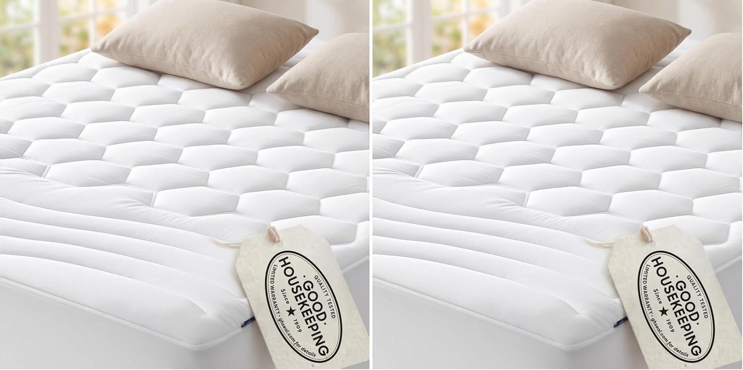 Bedsure Twin XL Mattress Pad - Soft Mattress Topper for College Dorm Room Essentials, Extra Long Twin Quilted Fitted Bed Cover Protector with 8-21 Inches Deep Pocket, Washable, White, 39x80 Inches