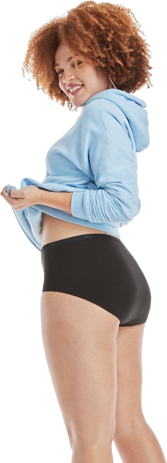 Hanes Women's Underwear Pack, 10-Pack, Full-Coverage Cotton Blend Panties, Moisture-Wicking Underwear for Women