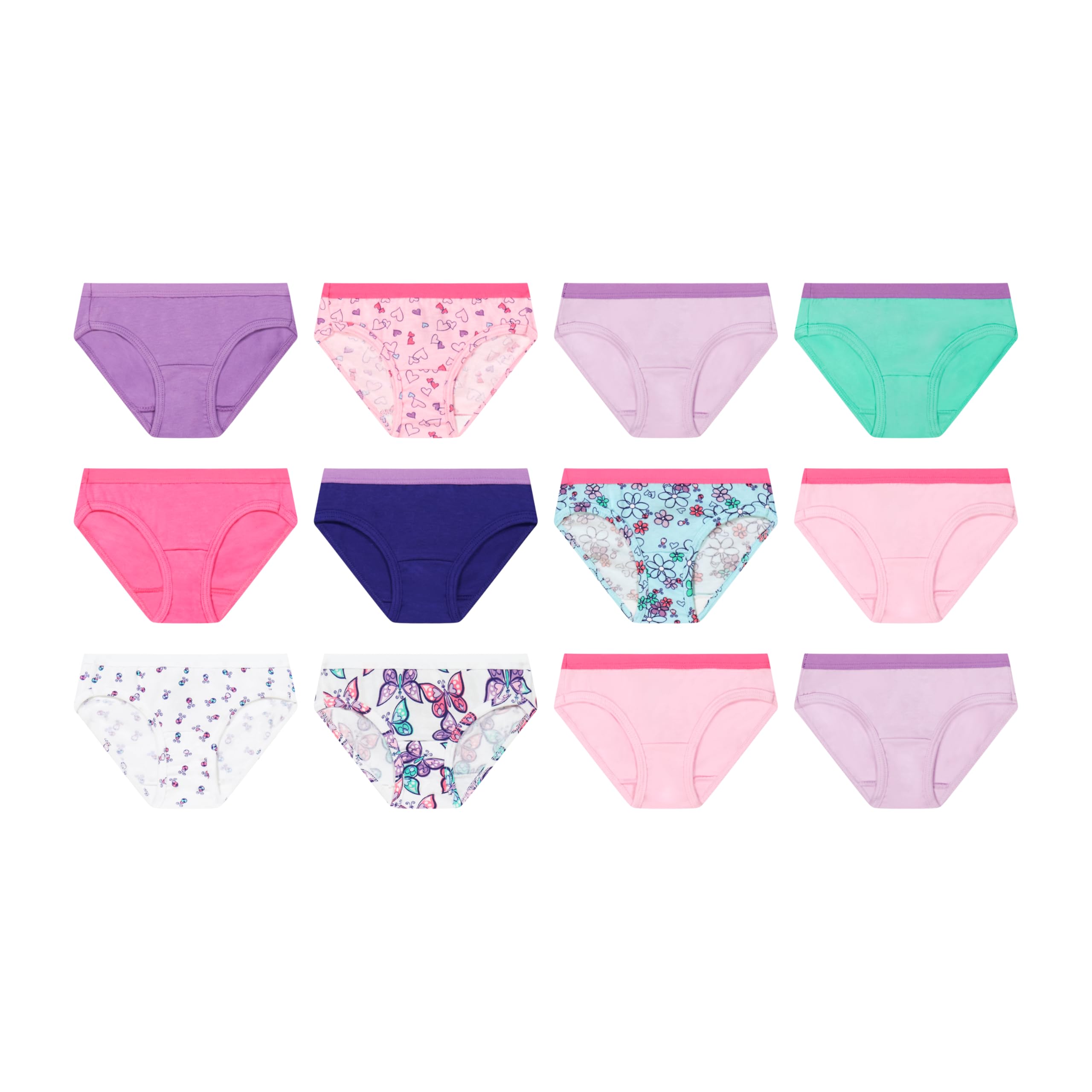 Hanes Girls' And Toddlers Underwear, Stretch Cotton Panties, 12-pack, Briefs, Bikini and Hipsters for Girls
