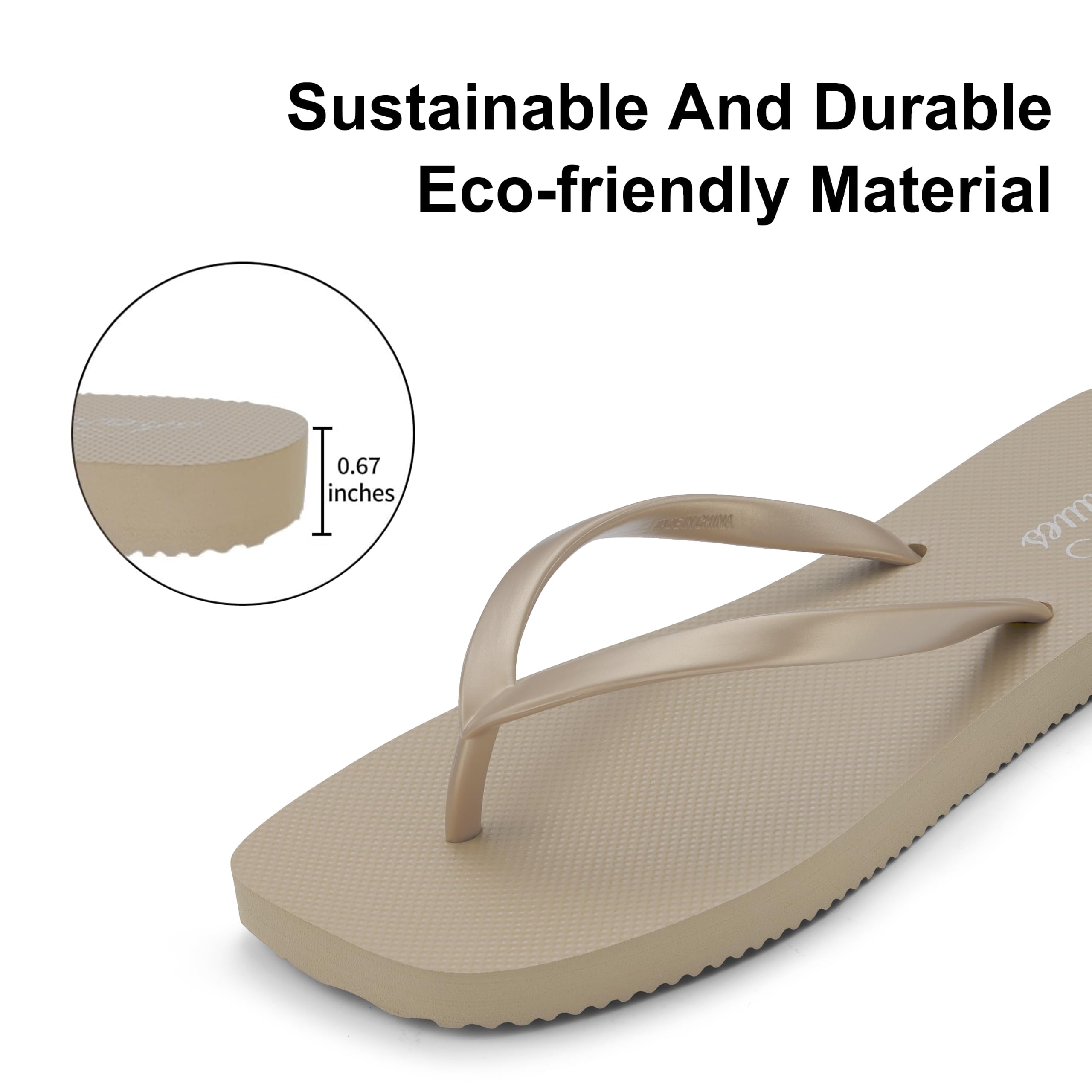 shevalues Slim Square Toe Flip Flops for Women with Comfortable Yoga Mat | Lightweight Non Slip Rubber Sandals for Beach, Shower, Pool & Summer Casual Wear