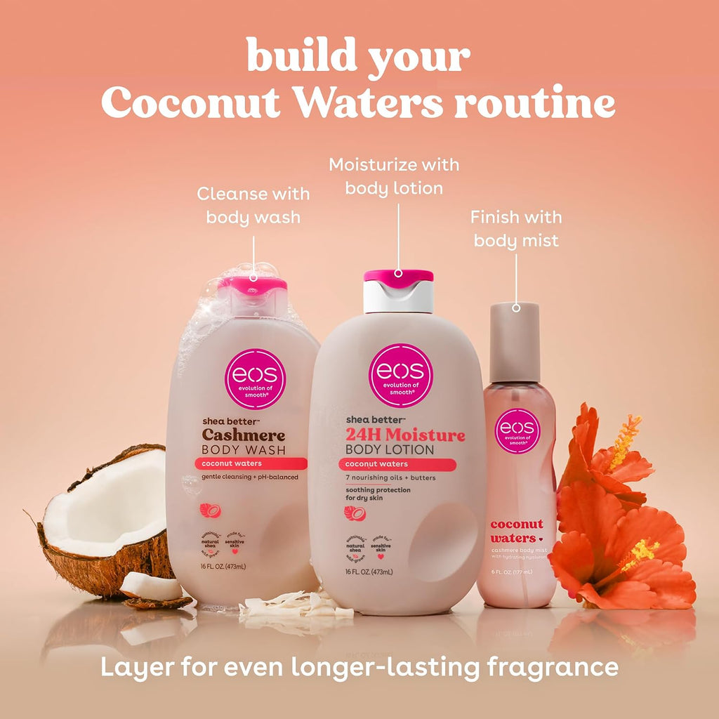 eos Body Wash, Vanilla Cashmere, Moisturizing Creamy Gel Formula with Shea Butter, Glycerin, Vitamin E, pH Balanced, Sensitive Skin, Vegan, 16 fl oz