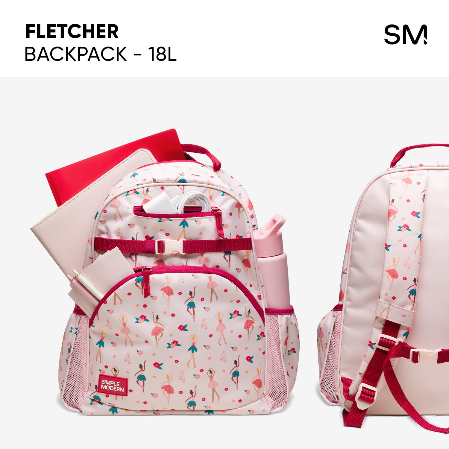 Simple Modern Disney Princess Kids Backpack for School, Girls, Boys | 12L | Fletcher Princess Rainbows Bookbag, School Backpack for Toddler, Preschool, Kindergarten | Fits Lunch Box, Cute | Medium